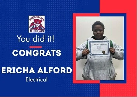 Congratulations Ericha Alford for completing Electrical! Ericha is now working towards going to Advanced Training for HVAC! ✊🏽🥳 #turnerjobcorps