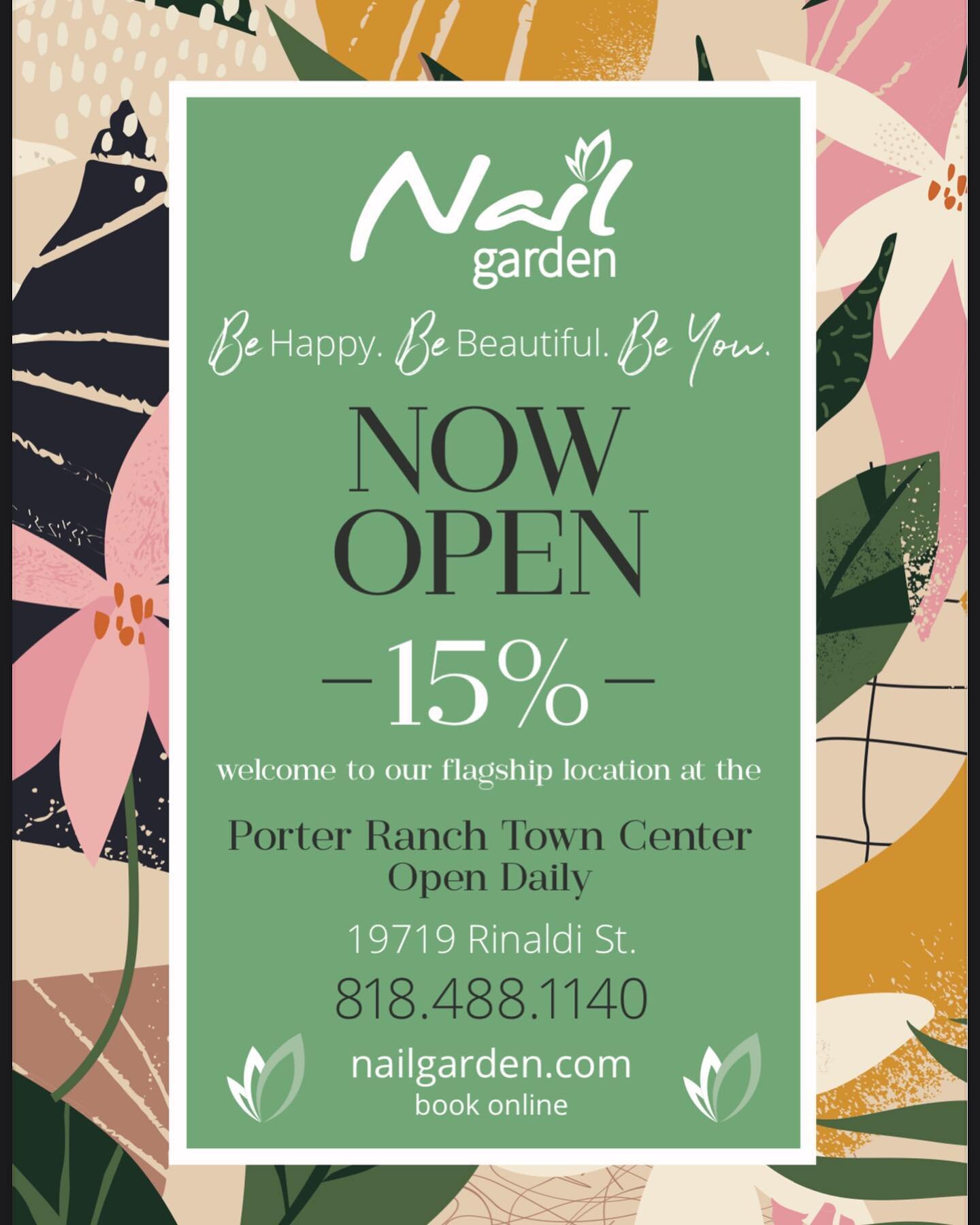 New Location Alert!🔊 Porter Ranch, we're finally here!💚

The wait is over&mdash;Nail Garden has arrived in Porter Ranch! ☀️ We are so excited to continue building The Nail Garden Revolution and bring a way better nail spa experience to another city