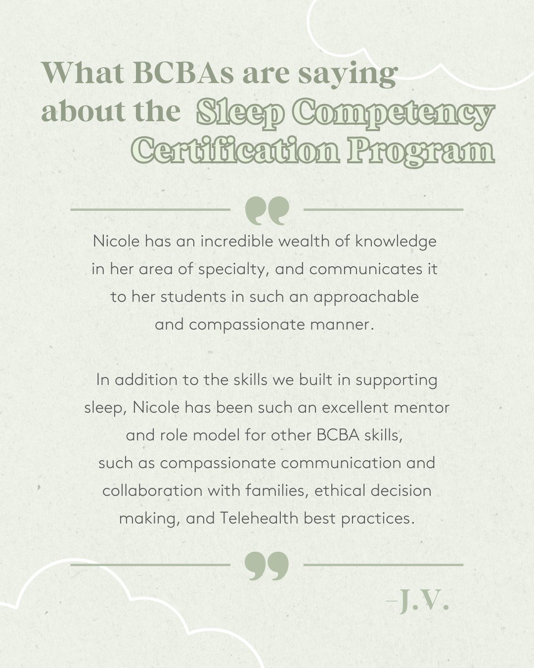 It is incredibly meaningful hearing how this program shows up in a Behavior Analyst&rsquo;s real-world practice! 🩵

When I created the Sleep Competency Certification Program, my goal was not just to teach sleep science. I wanted to support Behavior 