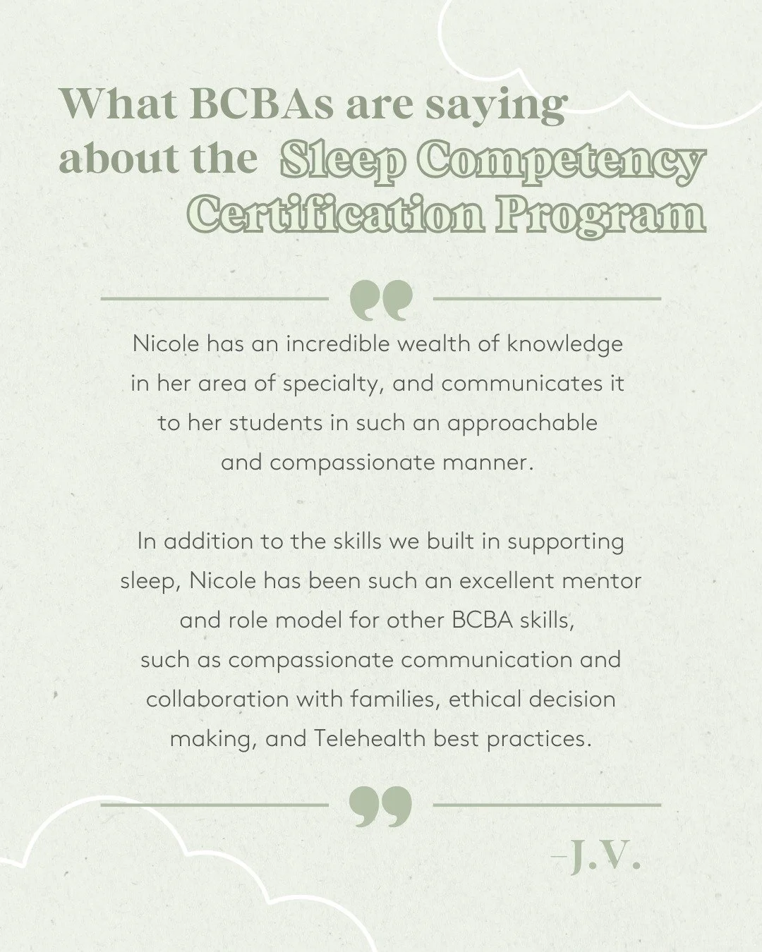 It is incredibly meaningful hearing how this program shows up in a Behavior Analyst&rsquo;s real-world practice! 🩵

When I created the Sleep Competency Certification Program, my goal was not just to teach sleep science. I wanted to support Behavior 