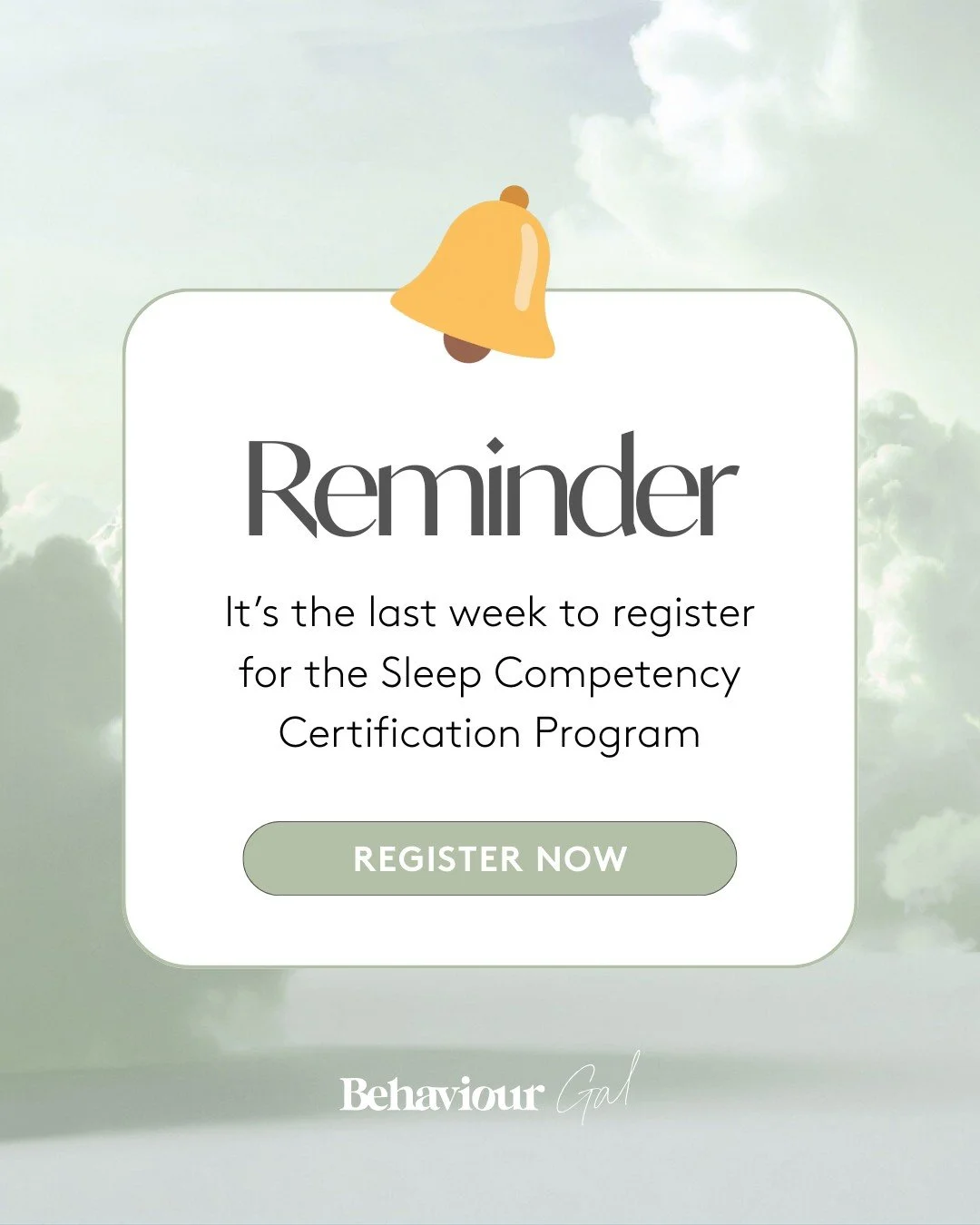 We are one week away! ✨

This is your LAST week to register for the February 2026 cohort of the Sleep Competency Certification Program.

If sleep challenges are showing up in your caseload and you want to feel confident, ethical, and evidence-based i