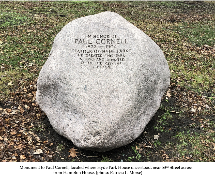 Monument to Paul Cornell, located where Hyde Park House once stood, near 53rd Street across from Hampton House. .png