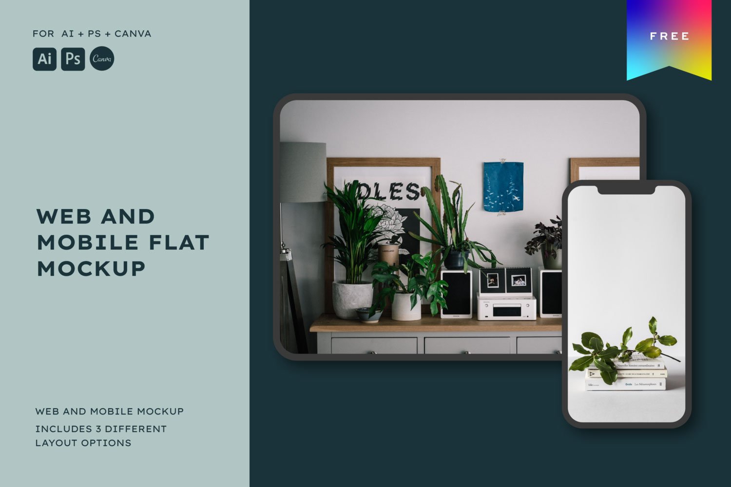 FREE Web and Mobile Flat Mockups