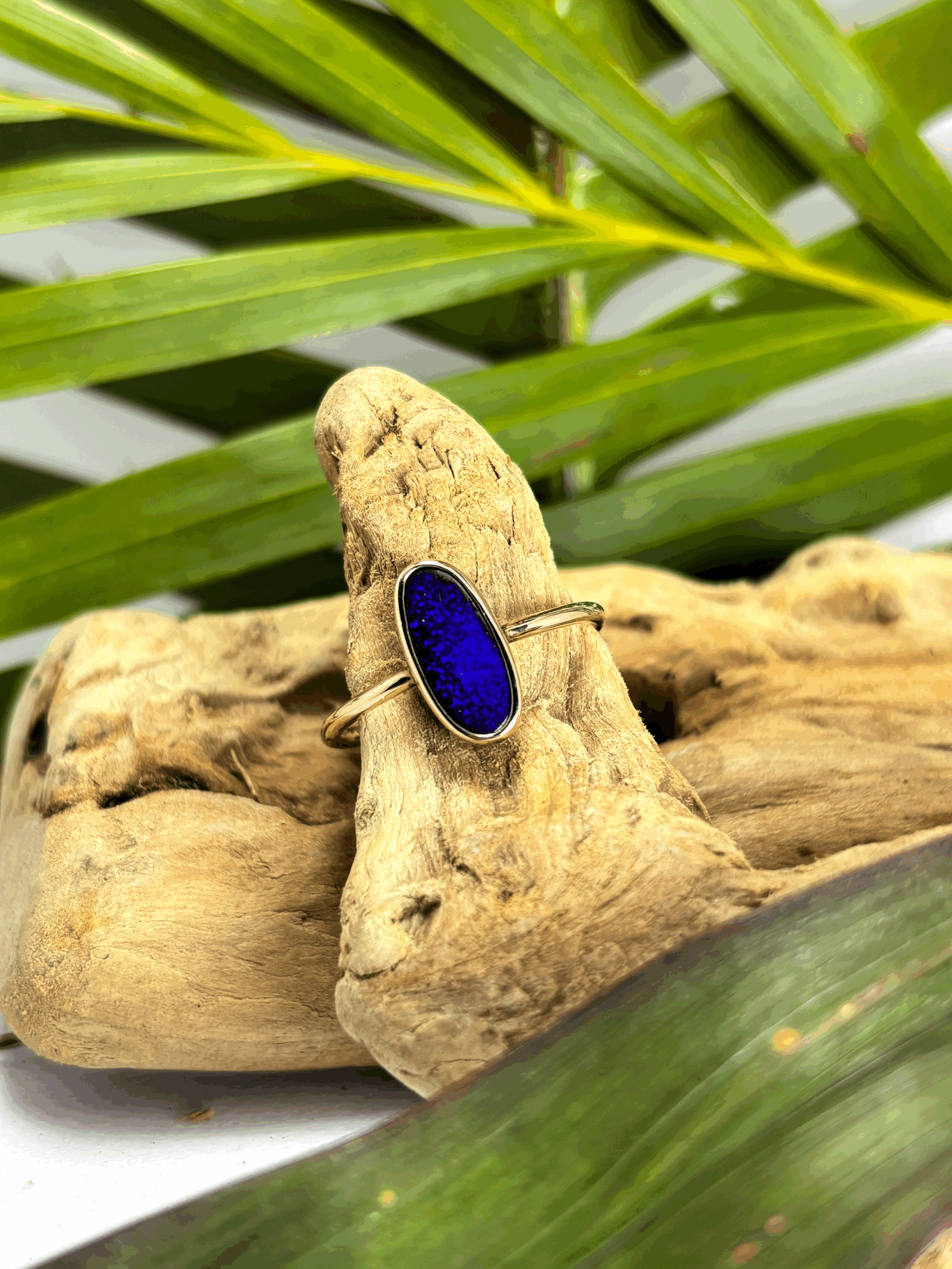Violet Reef Gold Opal Ring.