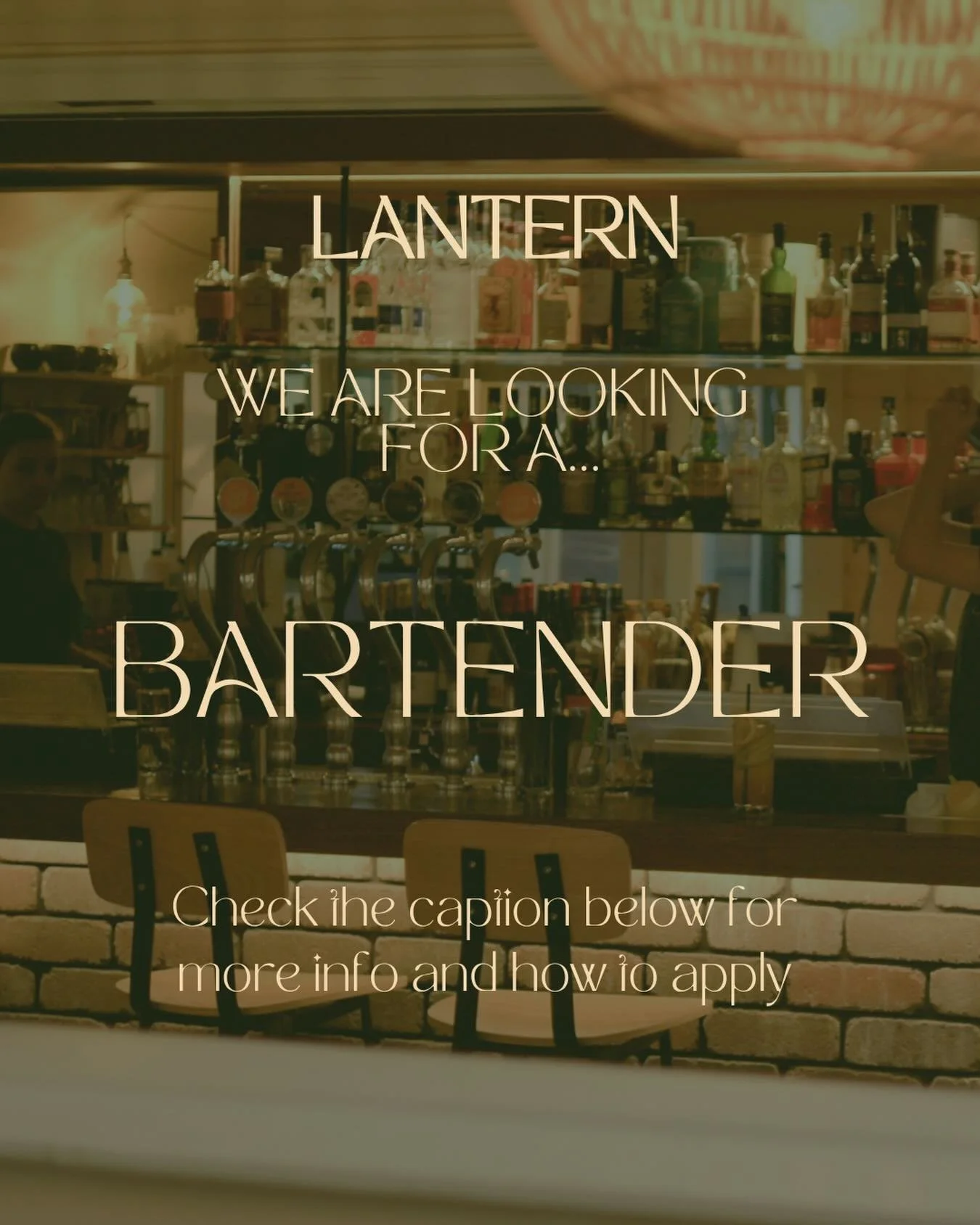 Know someone creative, experimental, and passionate about hospo? We&rsquo;re on the hunt for a bartender to join the Lantern team.

No manager&rsquo;s certificate needed &mdash; we&rsquo;re looking for someone who genuinely loves the bar, brings grea