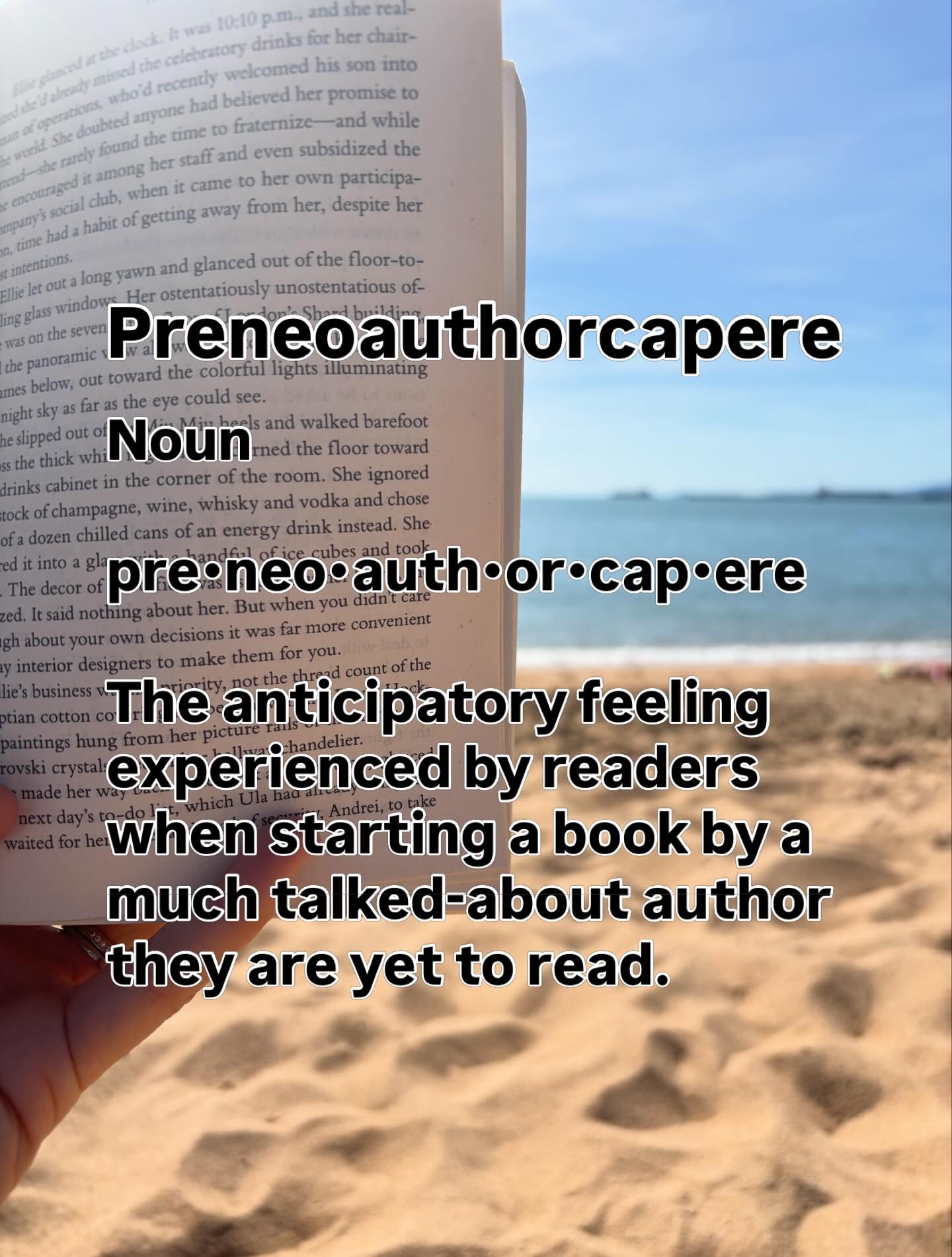 Someone call Oxford! I&rsquo;ve made up a word.

Which author&rsquo;s books have you heard a lot about and are excited to get into?

@johnmarrs.author the anticipatory butterflies are flapping hard in my stomach with excitement! 

🏝️ 🏝️ 

#favautho