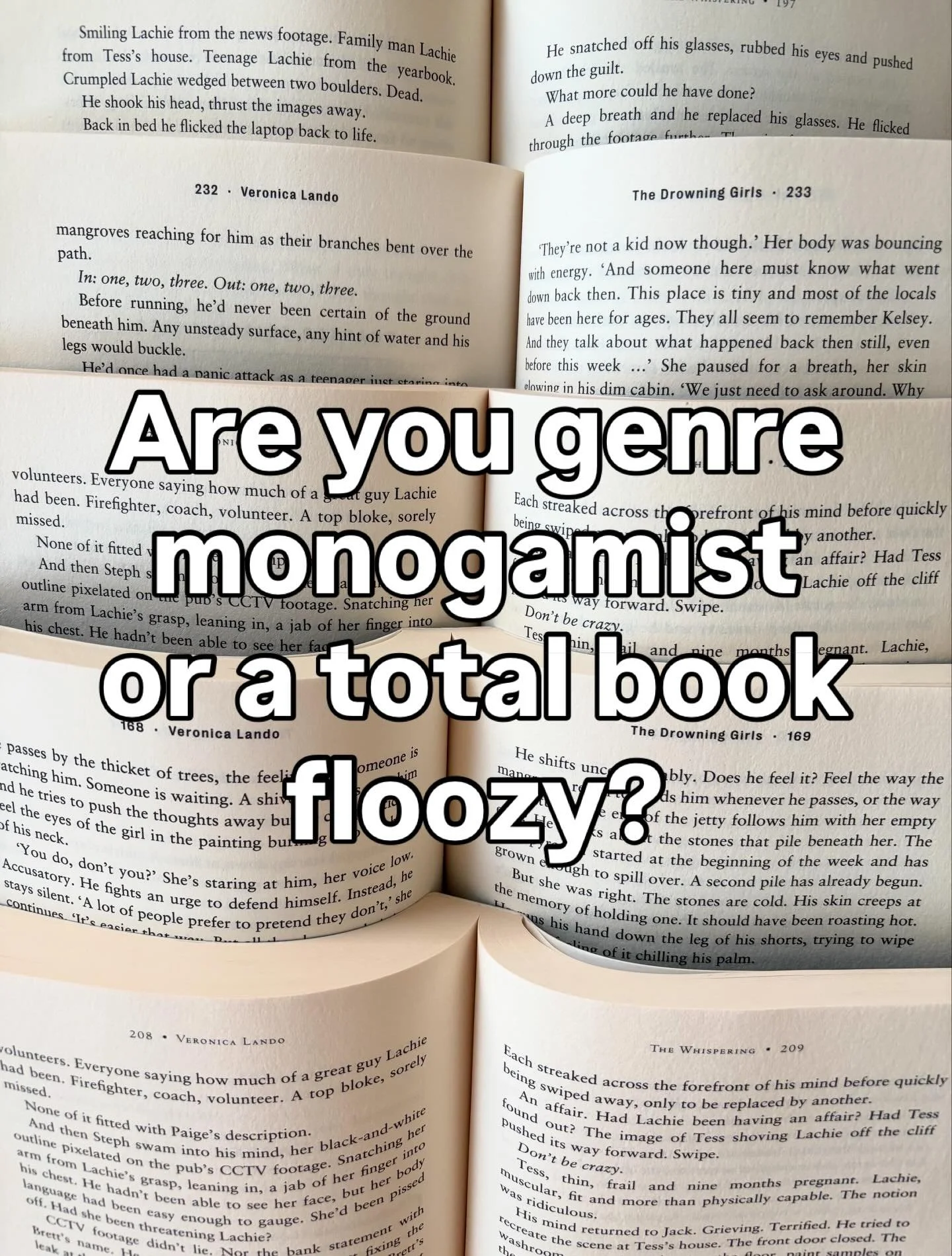 I&rsquo;m a compete and utter floozy 🫣

Crime, fantasy, a splash of romance. I&rsquo;ll take it all. Preferably now, thanks.

📕 📚 

#moodreader #booktrope #thrillerreader #bookstagramaustralia #booklover❤️