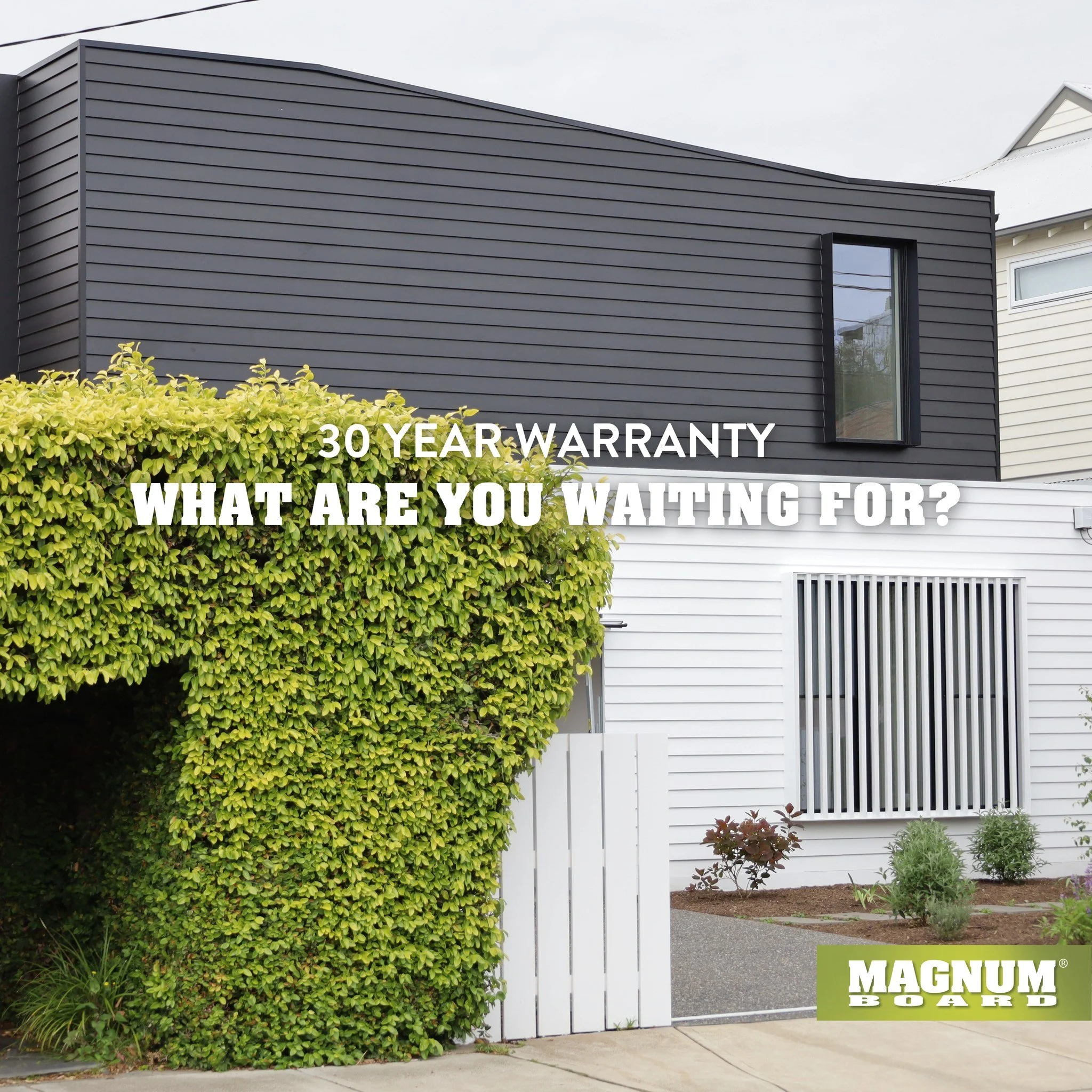 A 30 Year Warranty will guarantee your home is protected from the elements for a long time!

#magnumboardaustralia #beautifulfunctionalsustainable #mccormacksaustralia #weatherboards #foreverbreathespecification #flooringunderlay #silicafree #eziline