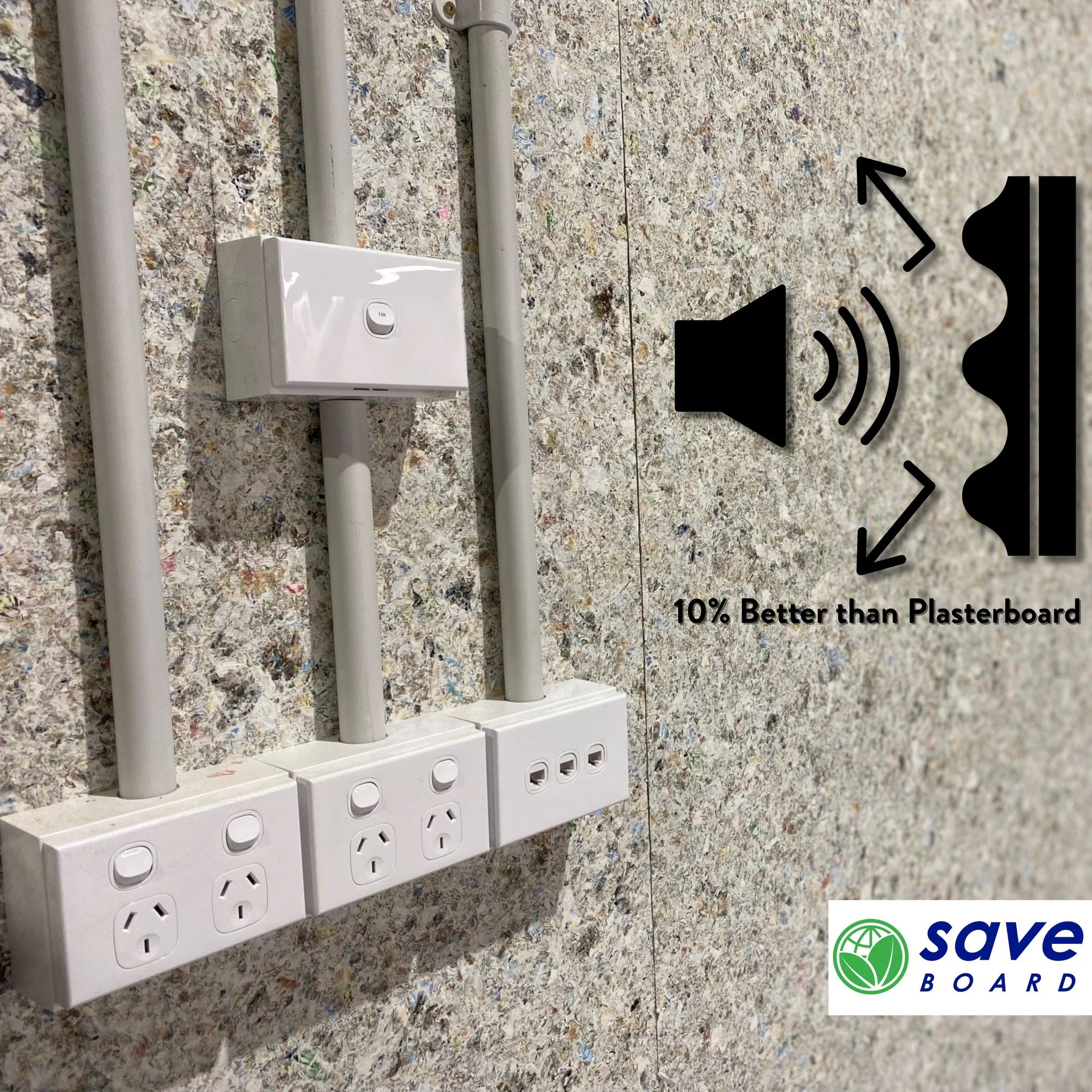 For better noise control, saveBOARD delivers 15% better acoustic performance than standard plasterboard, ensuring quieter, more comfortable spaces.

#mccormacksaustralia #beautifulfunctionalsustainable #interiordesign #saveboard #hoardings #recycled 