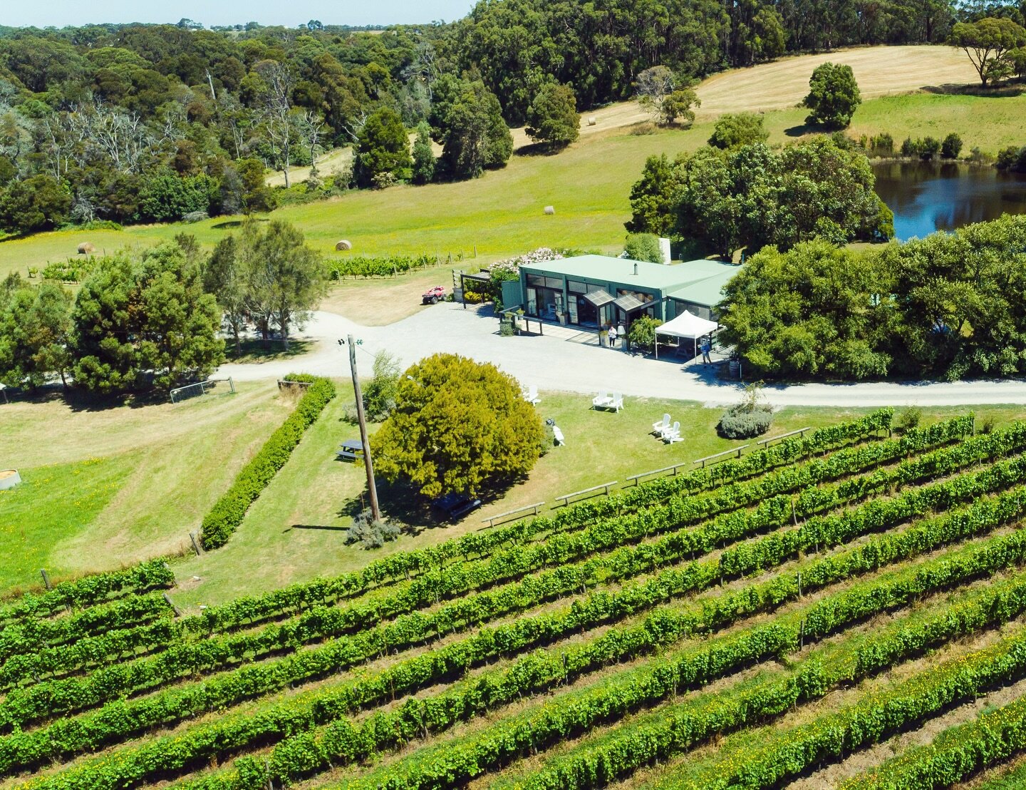 Nice view of our cellar door from above. 

Not pictured: our kitchen busy getting delicious produce ready for the long weekend. 🫛

🍽️ We have a bunch of lunch bookings already. So if you&rsquo;re thinking of paying a visit this weekend, send us an 