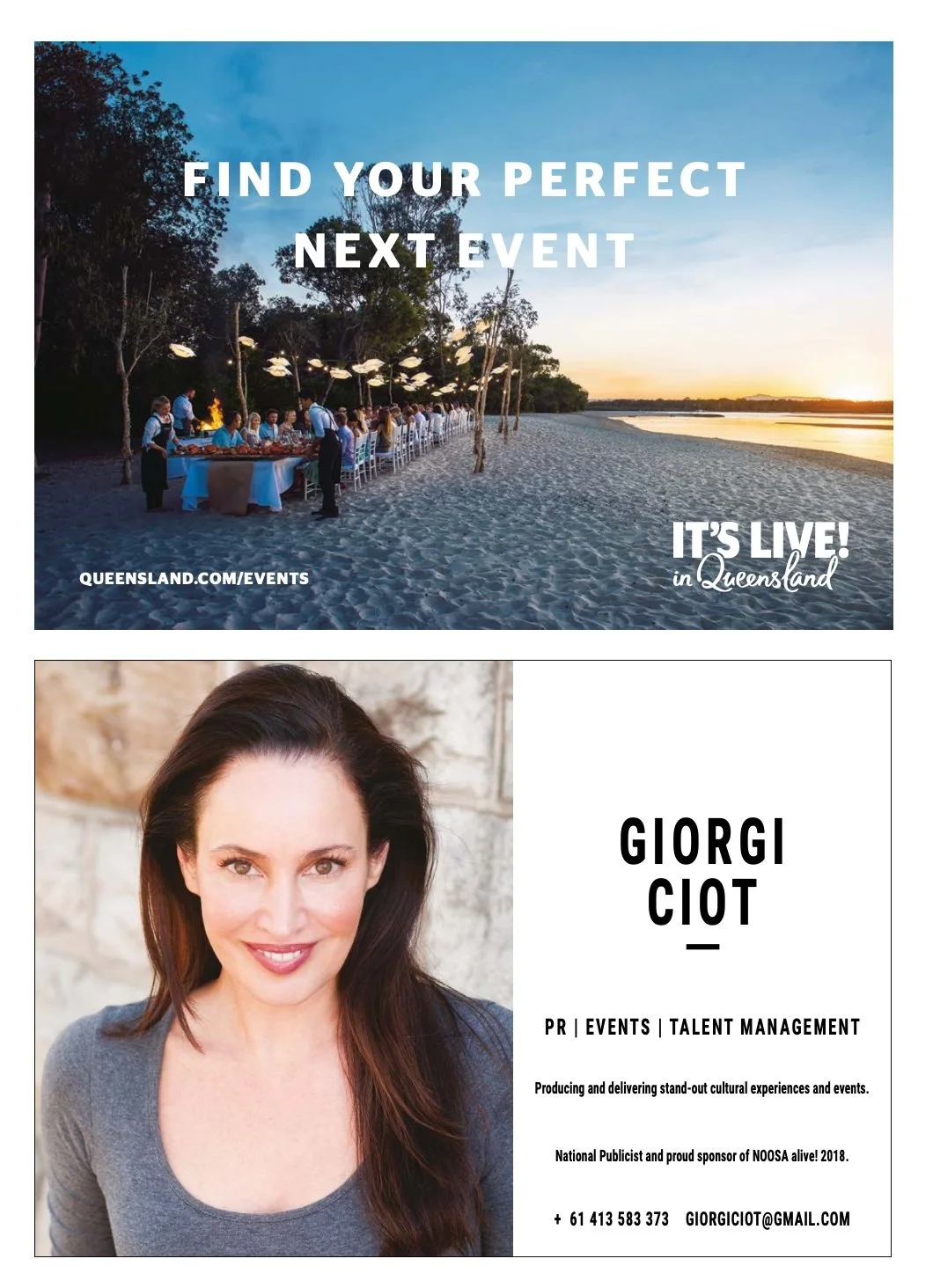NOOSA alive! Giorgi Ciot National Publicist 