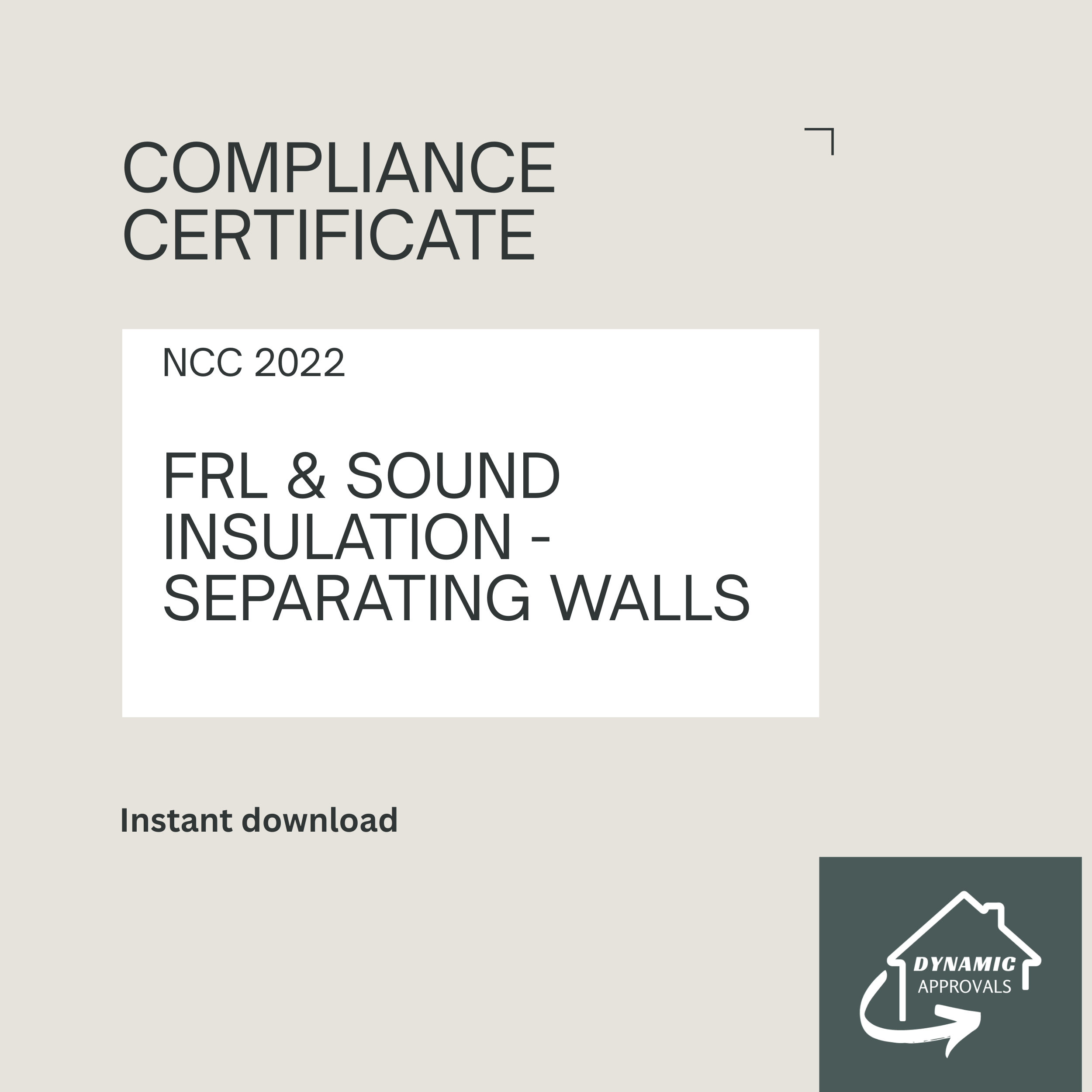 FRL & Sound Insulation – Separating Walls Compliance Certificate (NCC 2022)