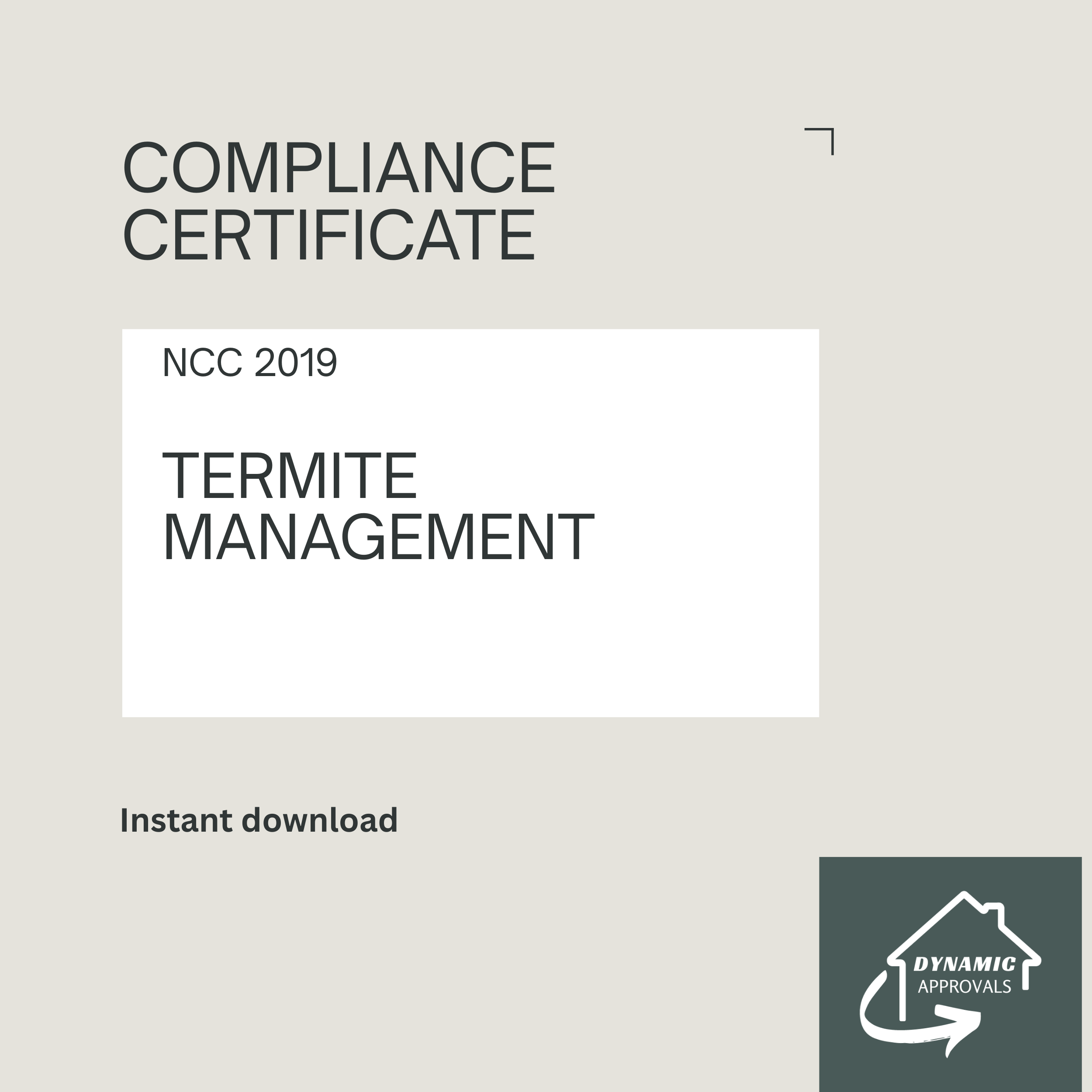 Termite Management Compliance Certificate (NCC 2019)