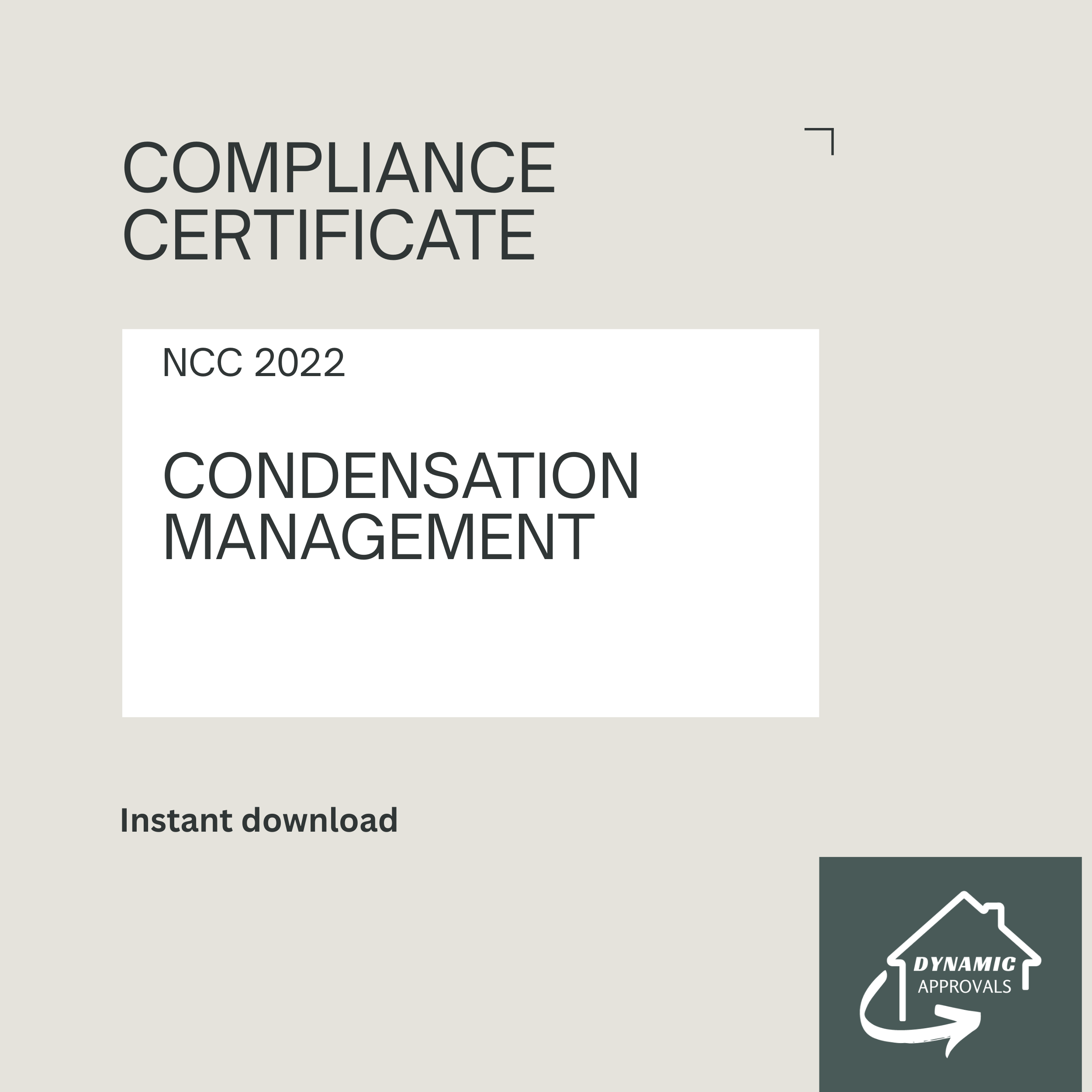 Condensation Management Compliance Certificate (NCC 2022)