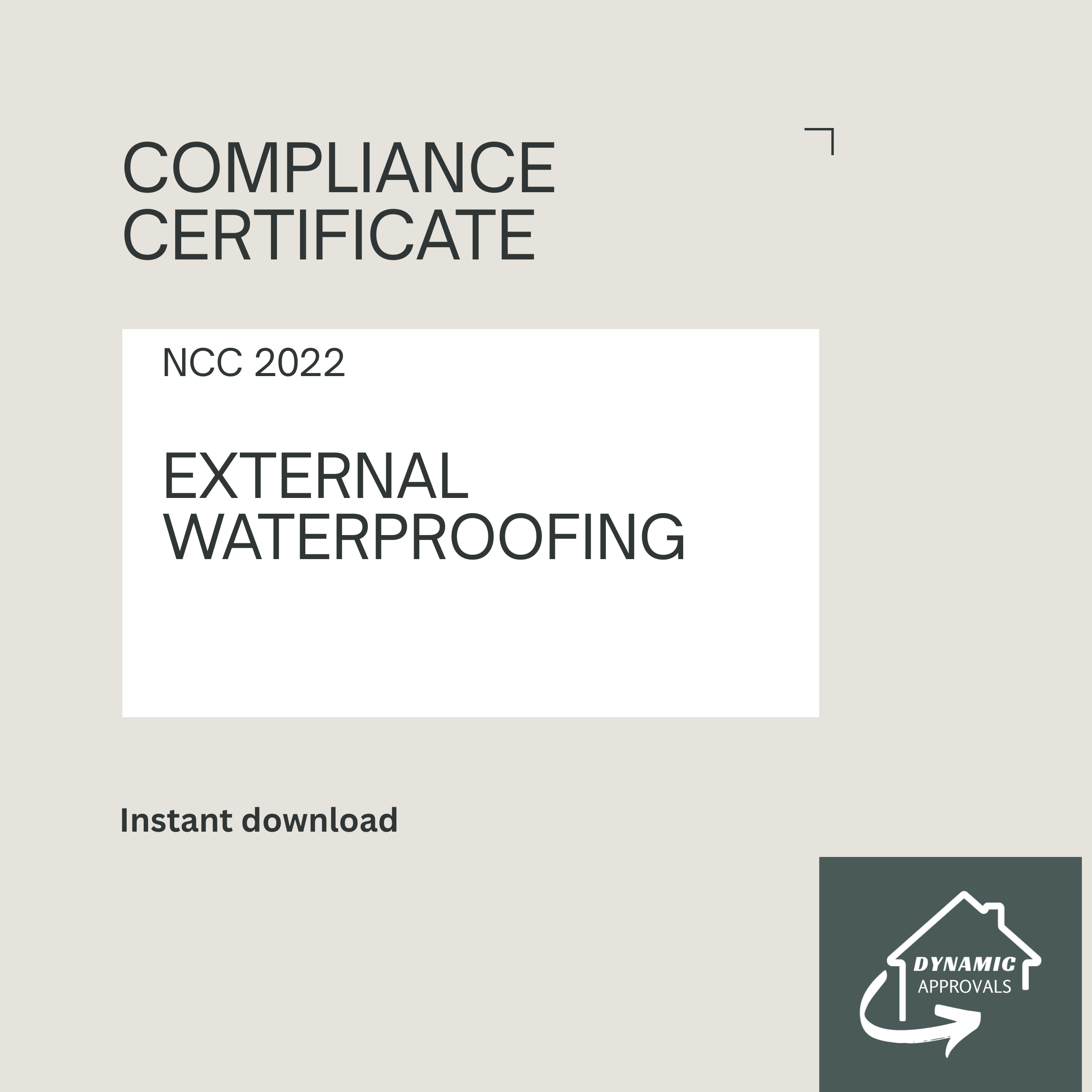 External Waterproofing Compliance Certificate – Class 1 & 10 (NCC 2022)