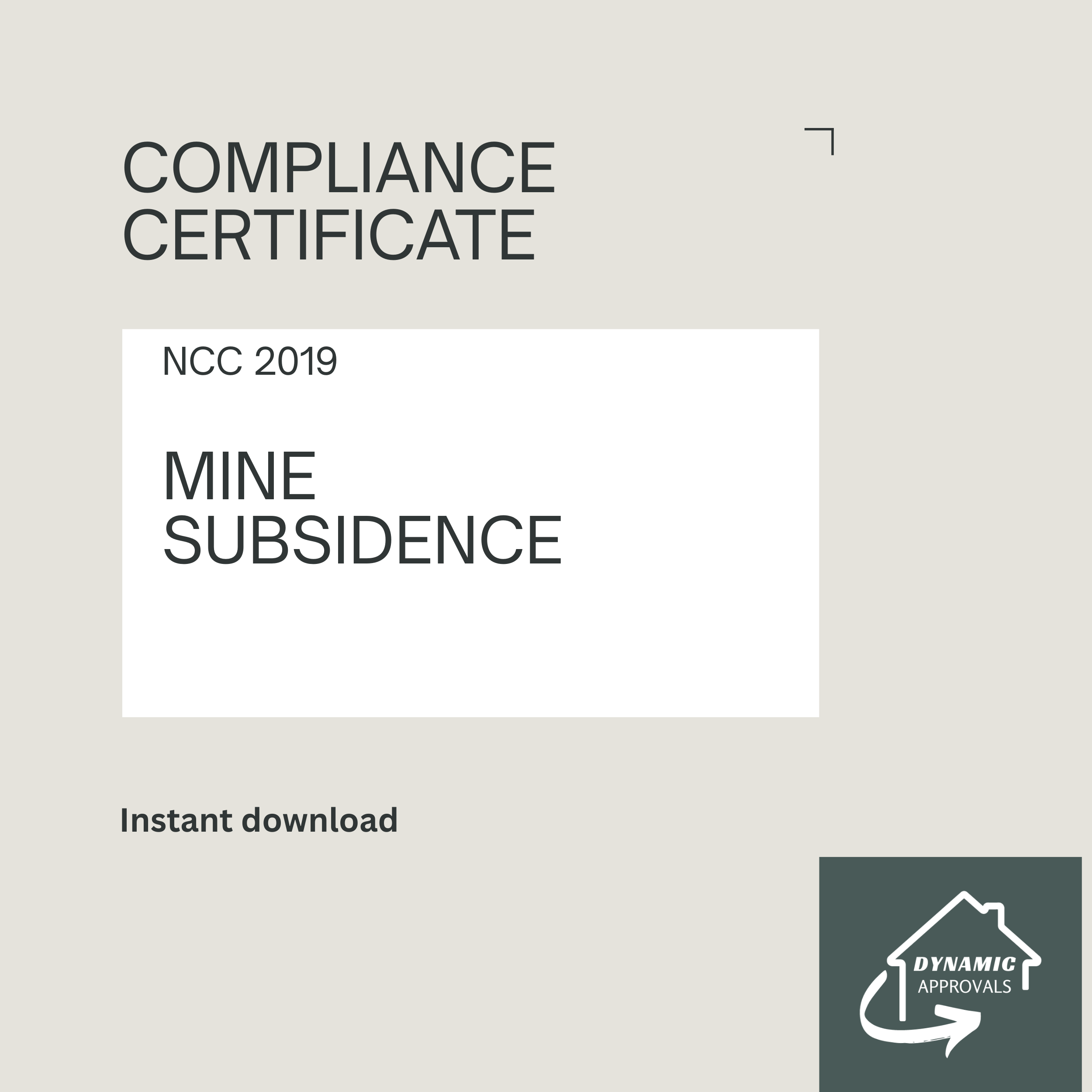 Mine Subsidence Compliance Certificate (NCC 2019)
