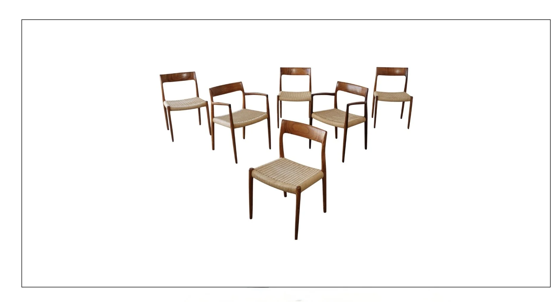 Set of 6 Danish Modern Niels Otto Møller Rosewood Dining Chairs  Models 57 & 77