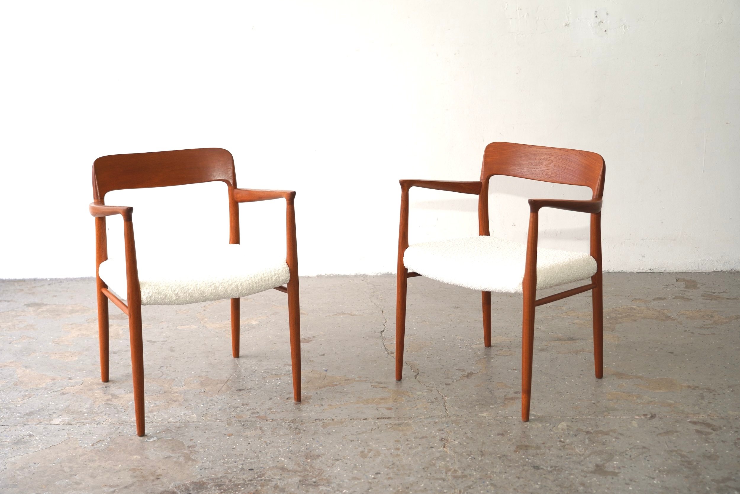 Pair of Solid Teak Model 56 Chairs by Niels Otto Møller for J.L. Møllers Møbelfabrik