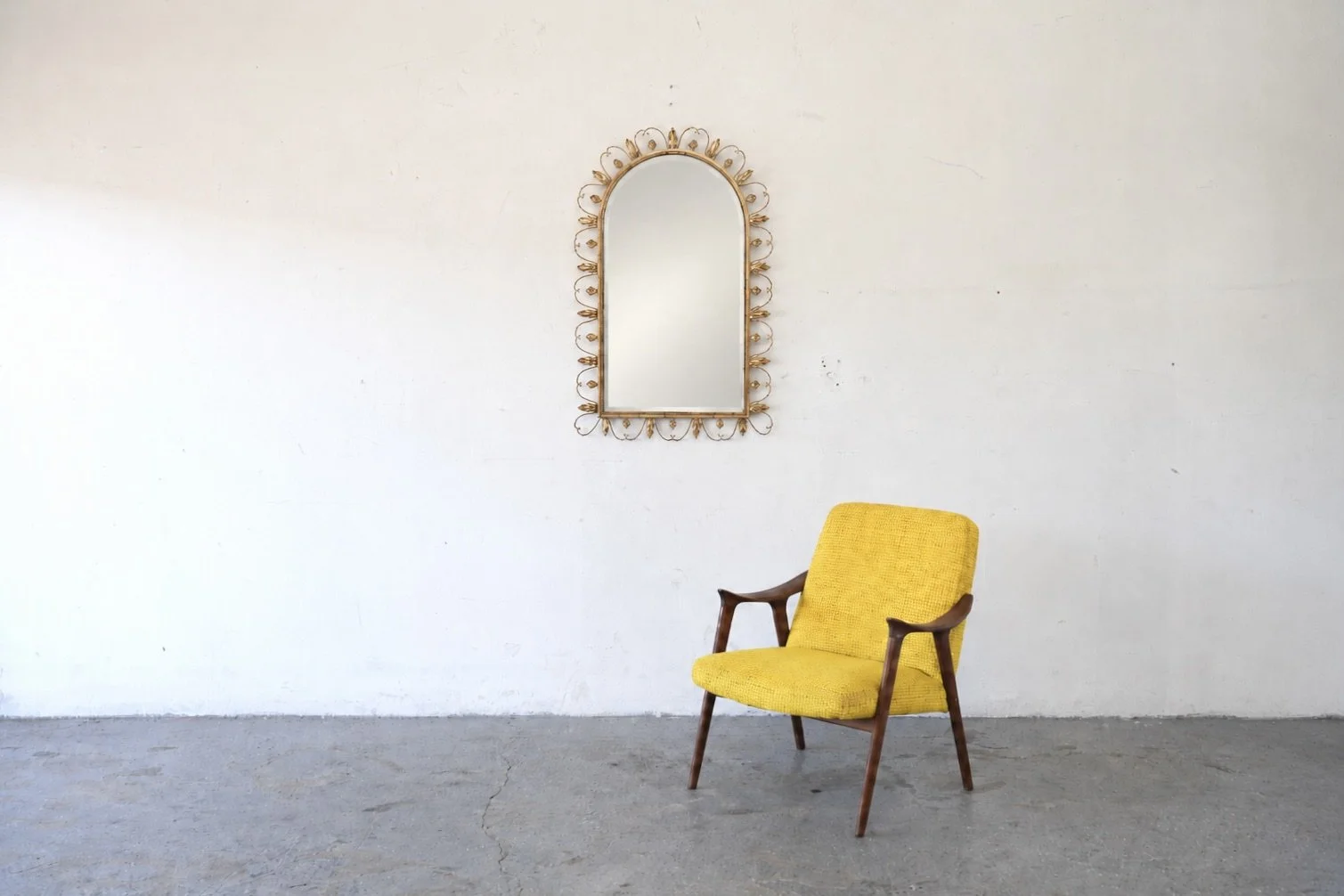 Hollywood Regency Belgian Gilt Iron Arch Mirror by Deknudt, for LaBarge Mirrors Inc.