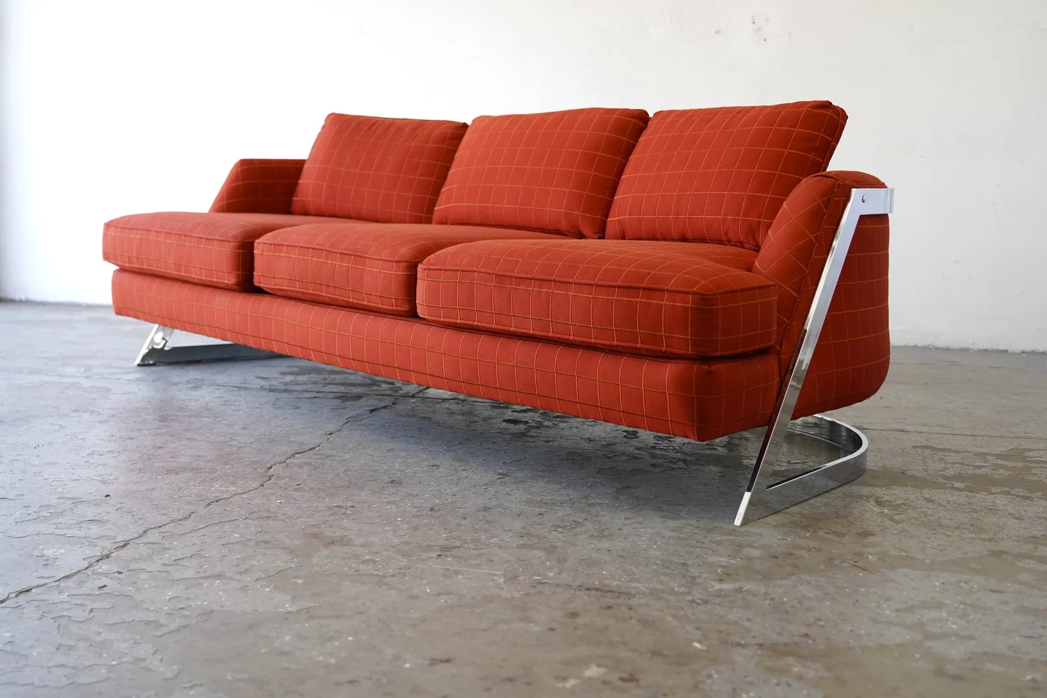 Amazing 1980s Postmodern Chrome Frame Sofa by Bernhardt, Flair