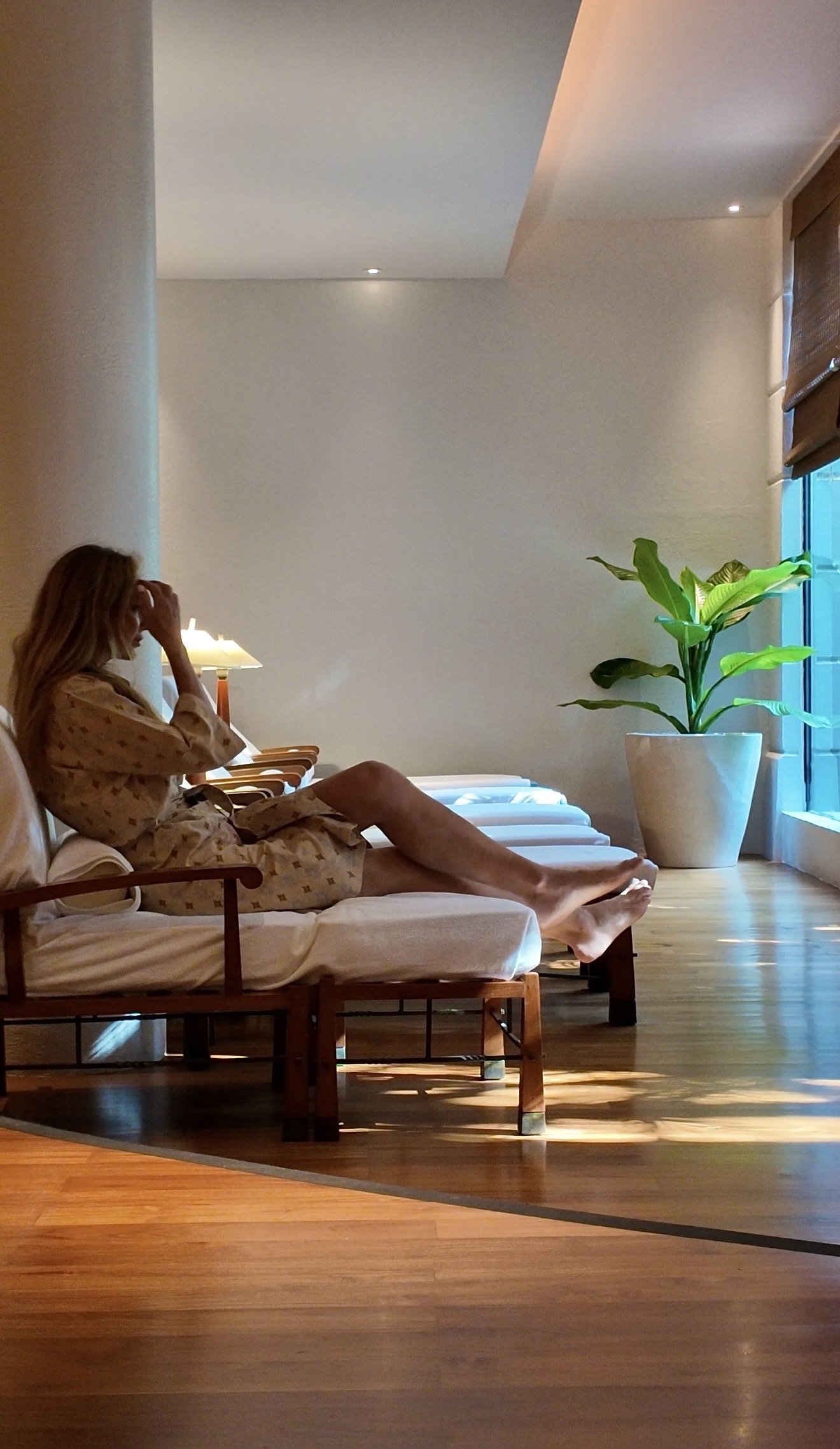 Alison relaxing in the spa