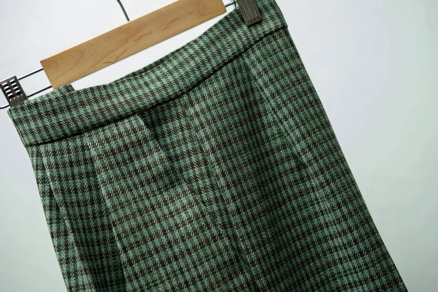 Green Yellow Cotton Flax Women'S Trousers