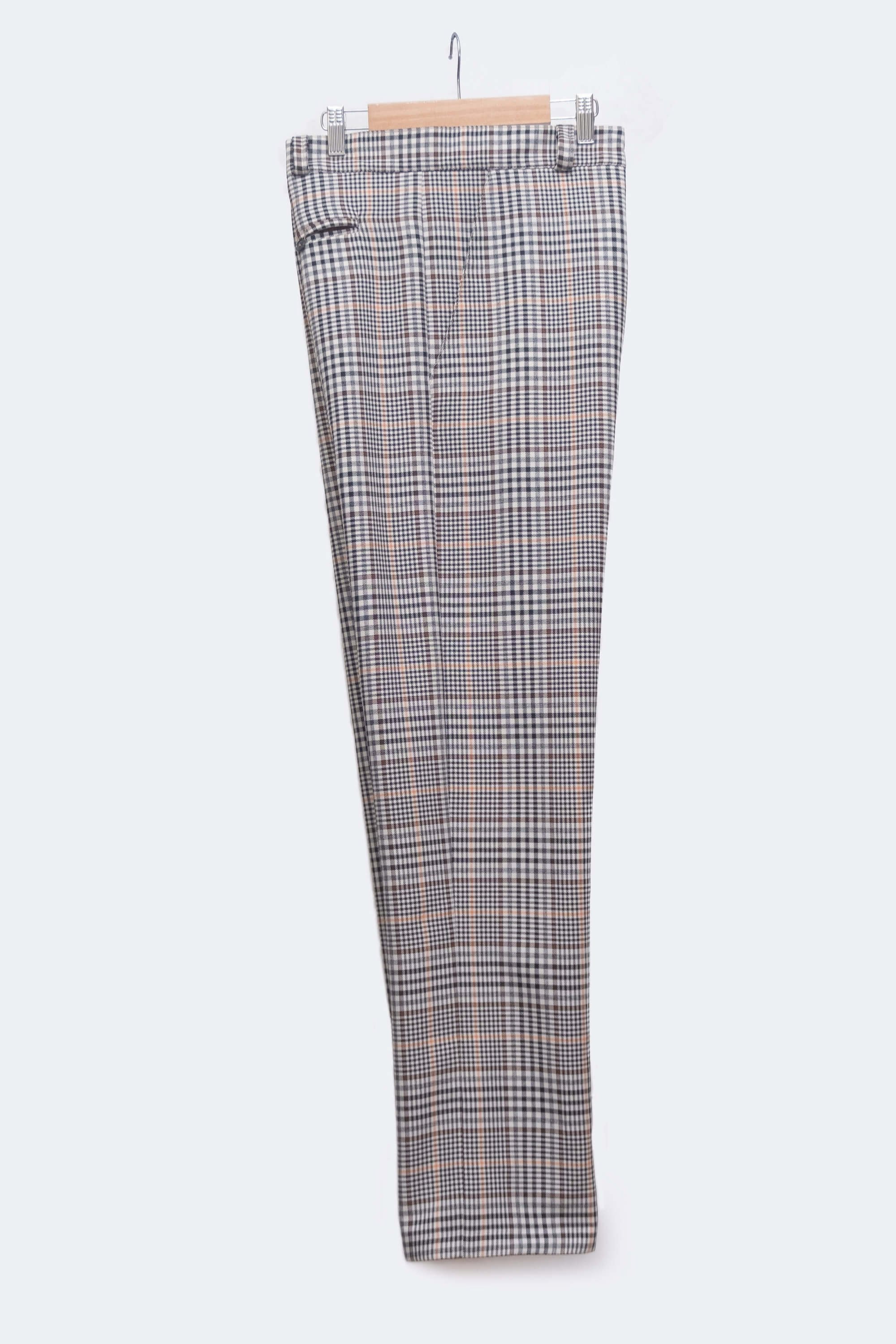 Order Materia Men’s Stone White, Black, Brown & Egg Yolk Yellow Check Trousers