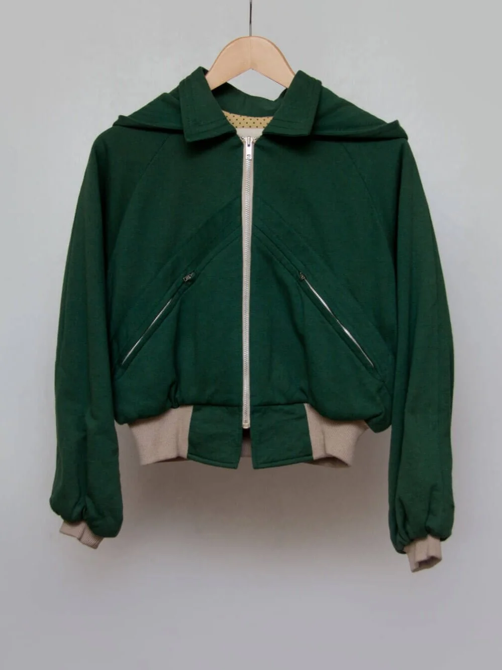 Women's 'Bottle Green' Hooded sports Jersey A short 80's