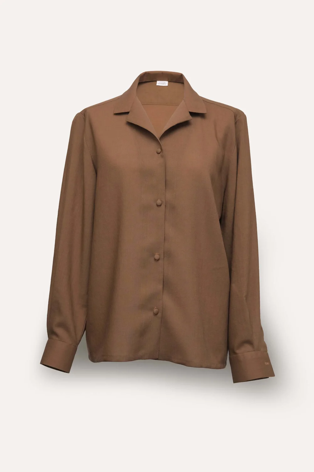 Women's Rich Tobacco Brown Wool Challis Blouse — Order Materia