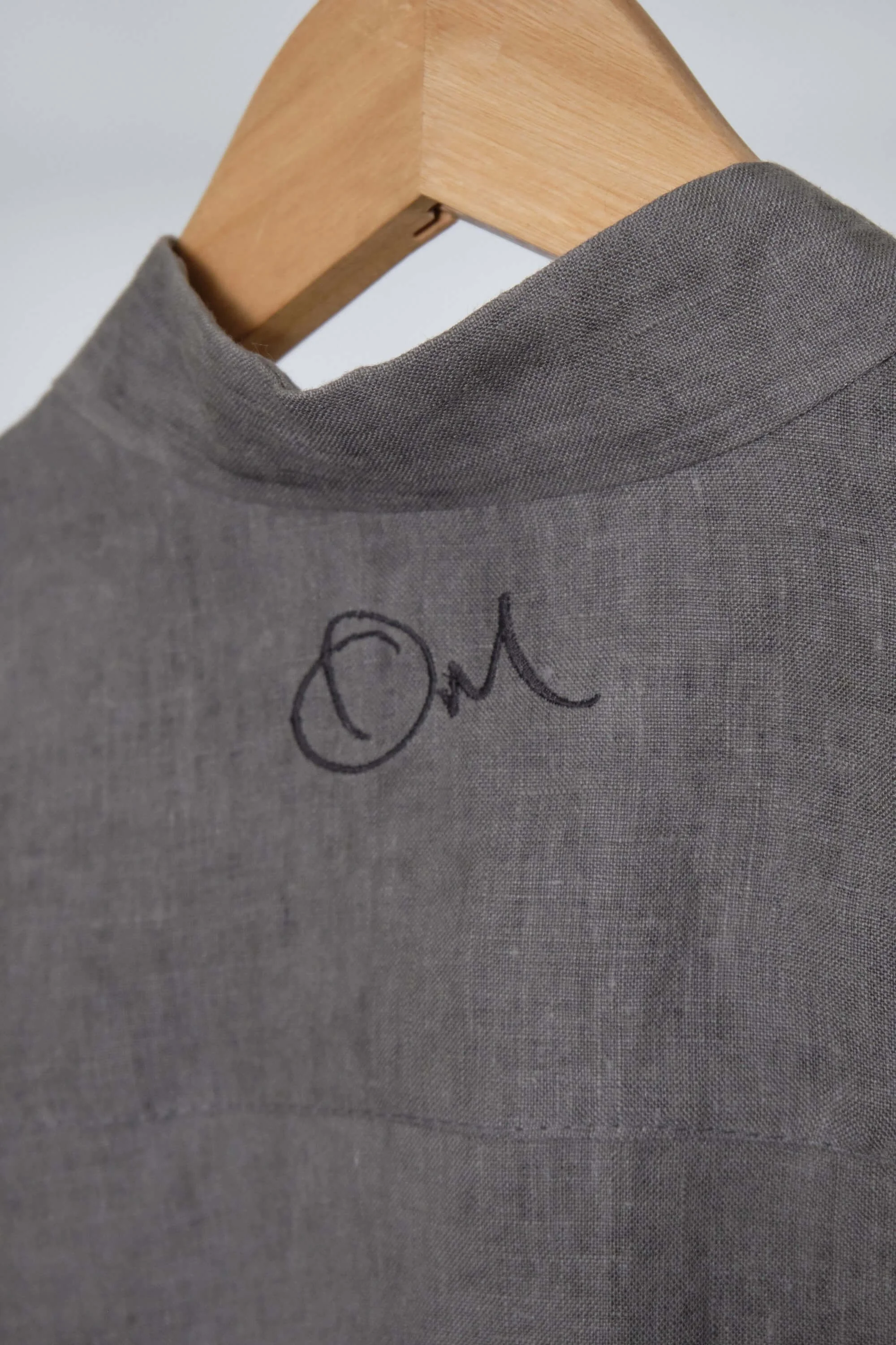 Men's Smoke Grey Linen Mandarin Collar Shirt  (7).jpg