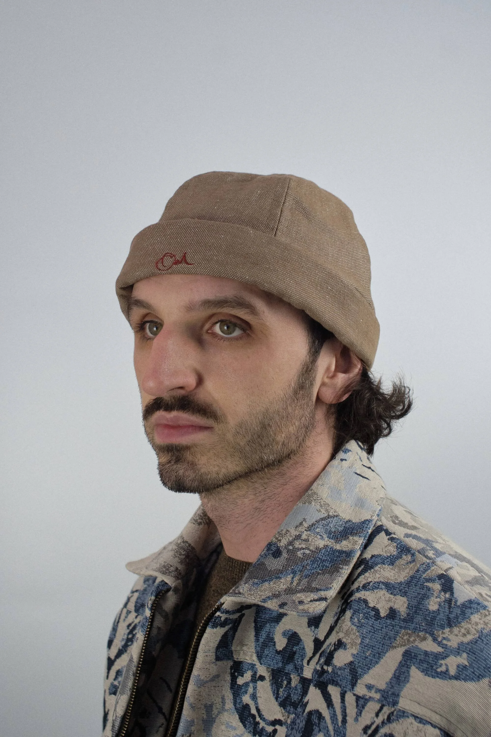 Order Materia Docker Hat Khaki Red Linen (2).jpg