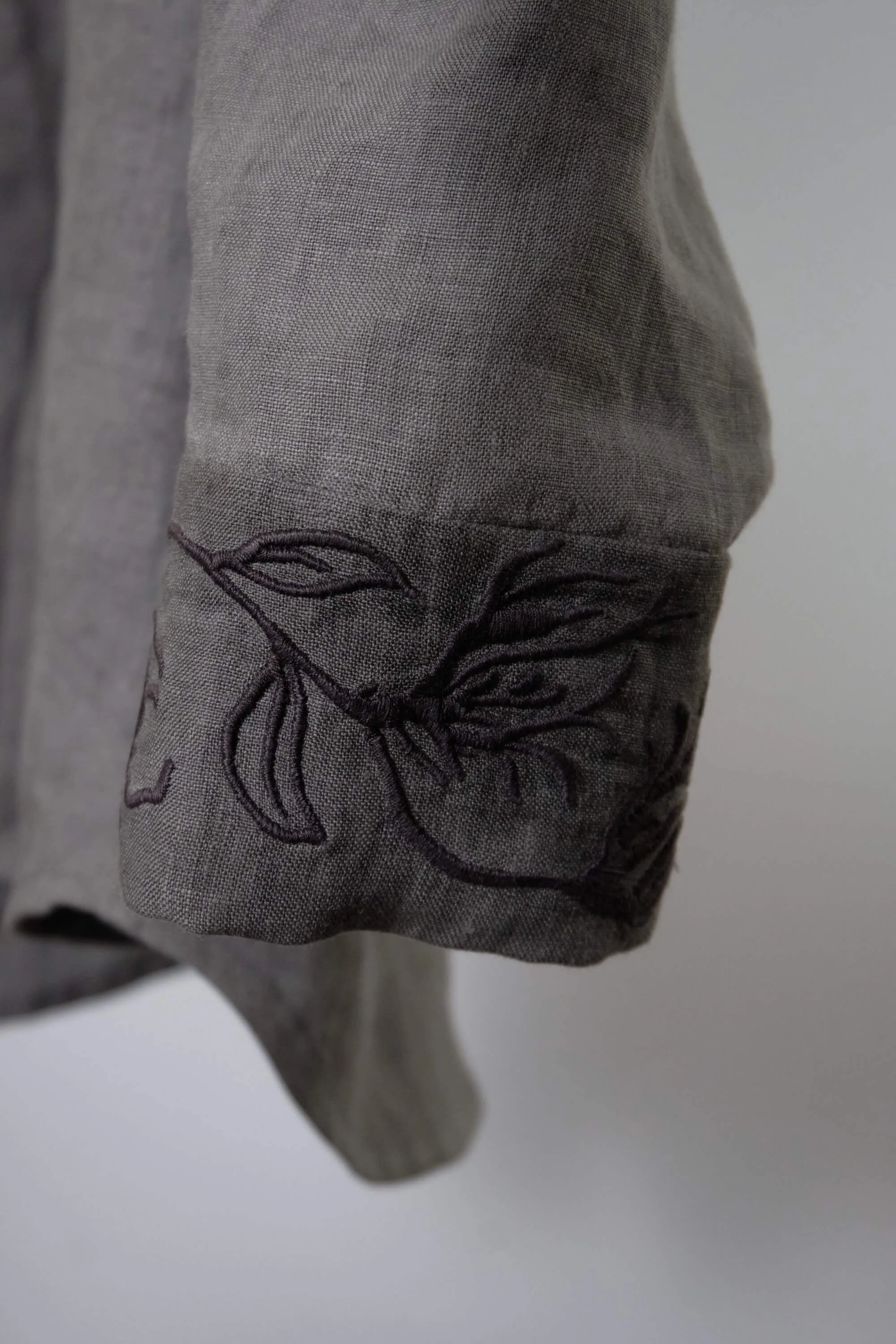 Men's Smoke Grey Linen Mandarin Collar Shirt  (12).jpg