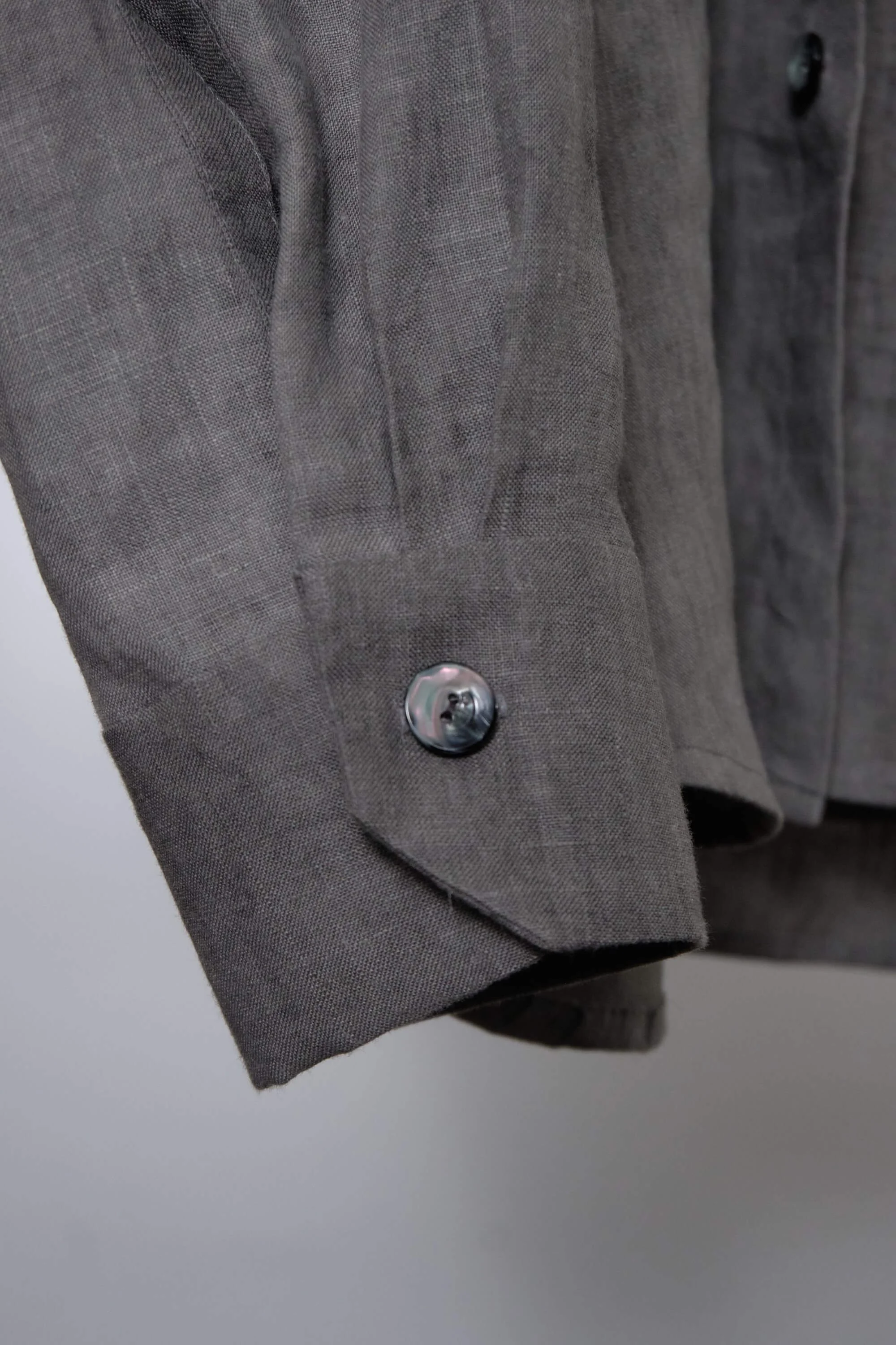 Men's Smoke Grey Linen Mandarin Collar Shirt  (5).jpg