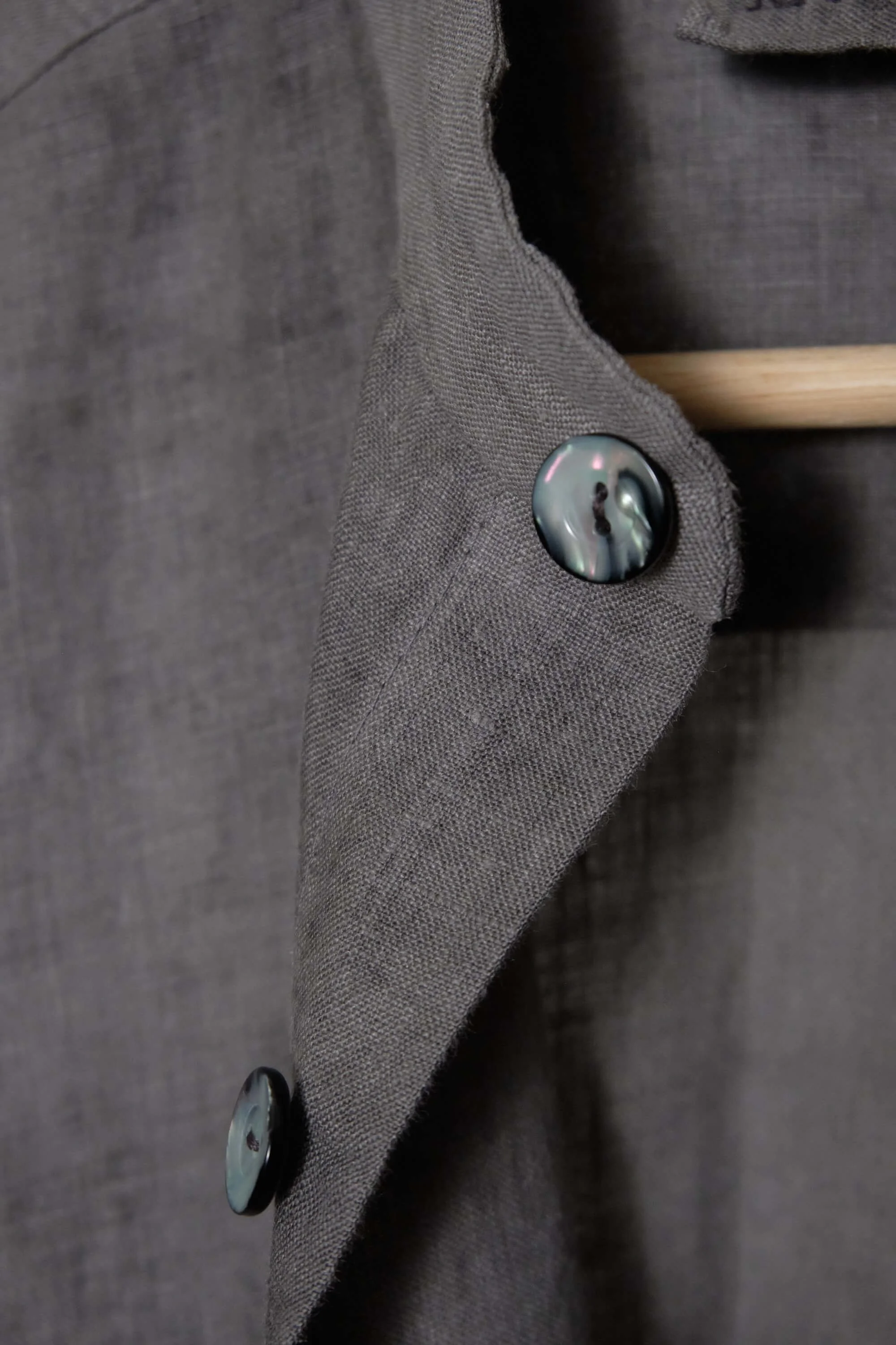 Men's Smoke Grey Linen Mandarin Collar Shirt  (2).jpg