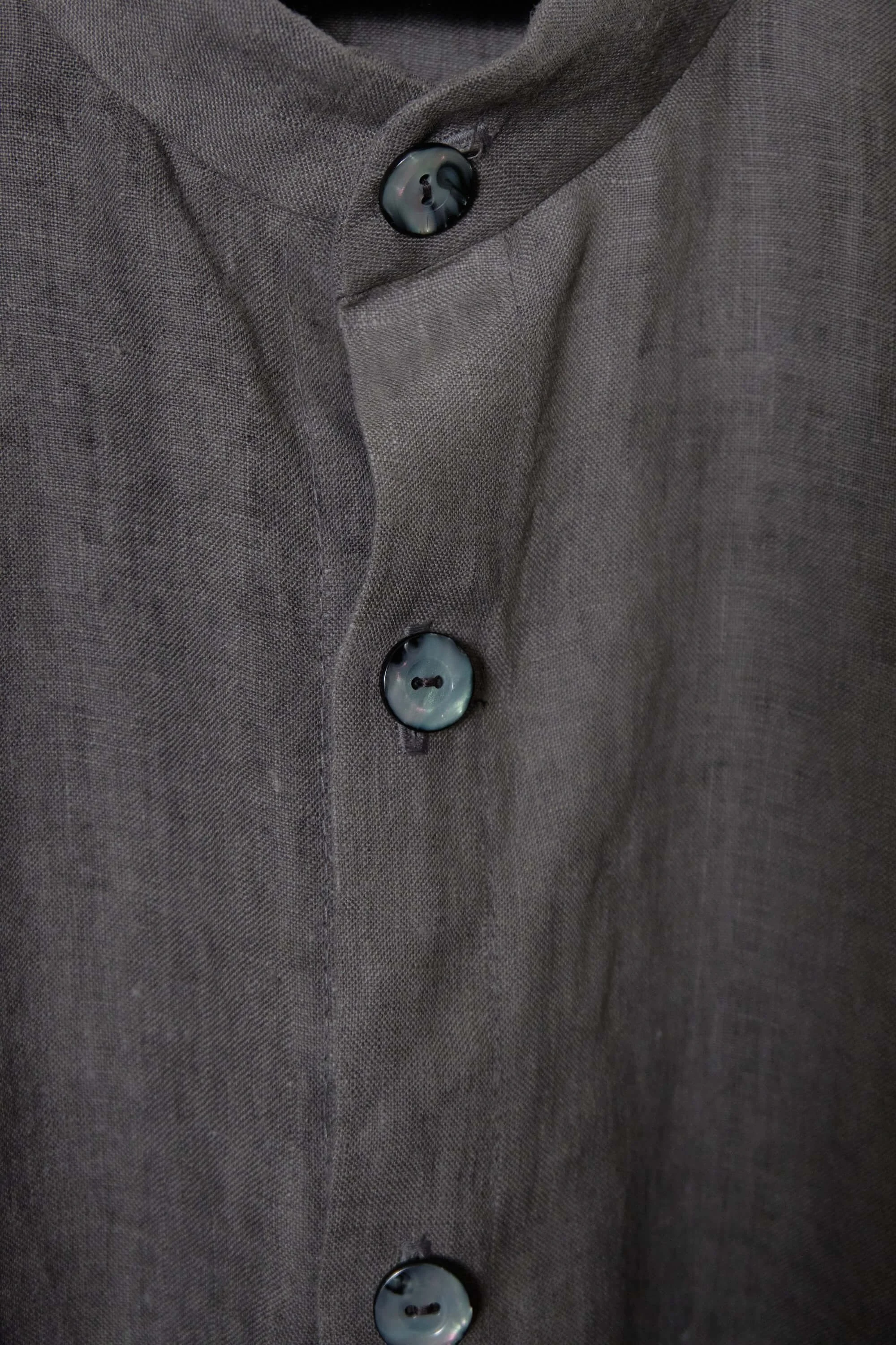 Men's Smoke Grey Linen Mandarin Collar Shirt  (6).jpg