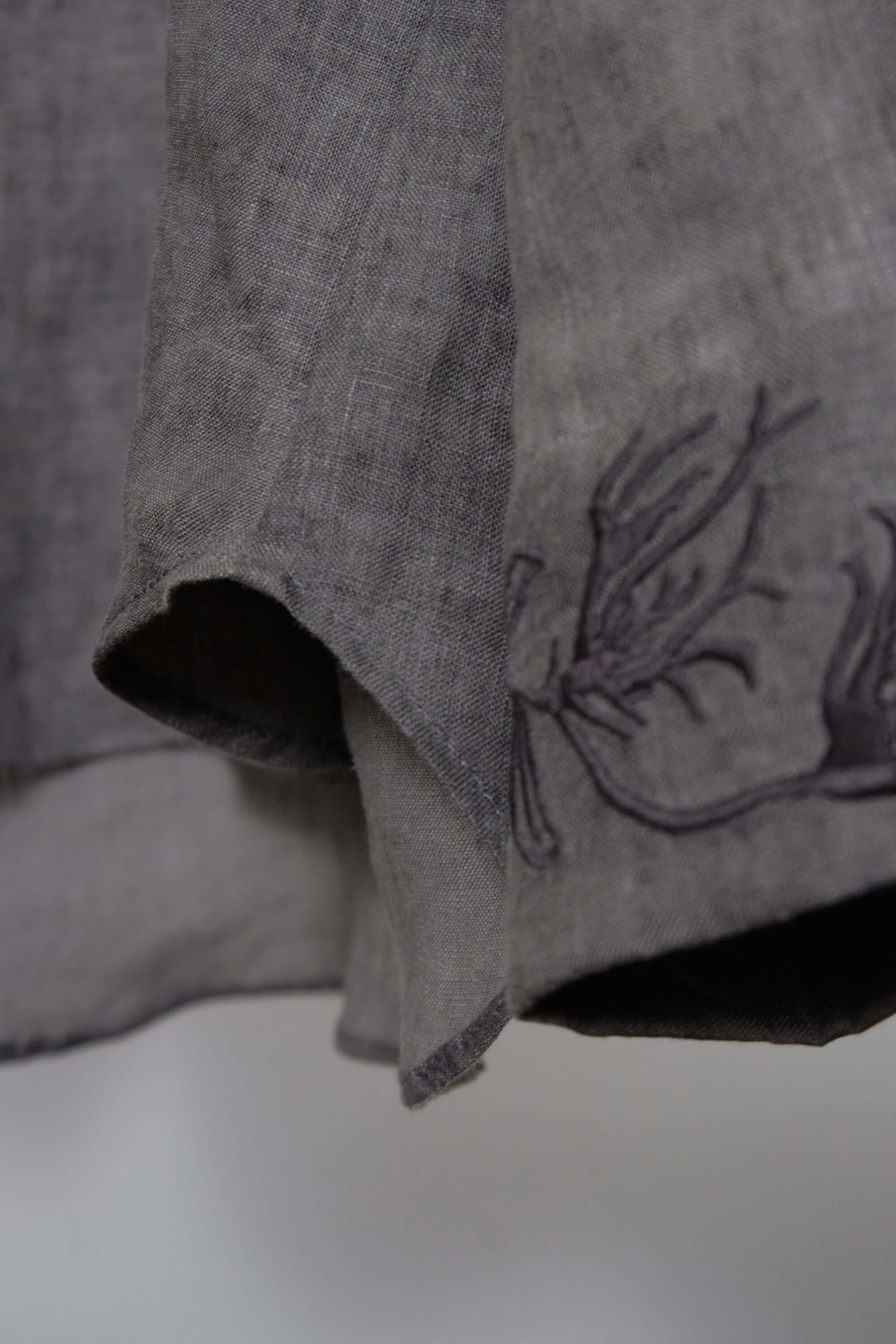 Mens Smoke Grey Linen Placket Shirt close (8).jpg