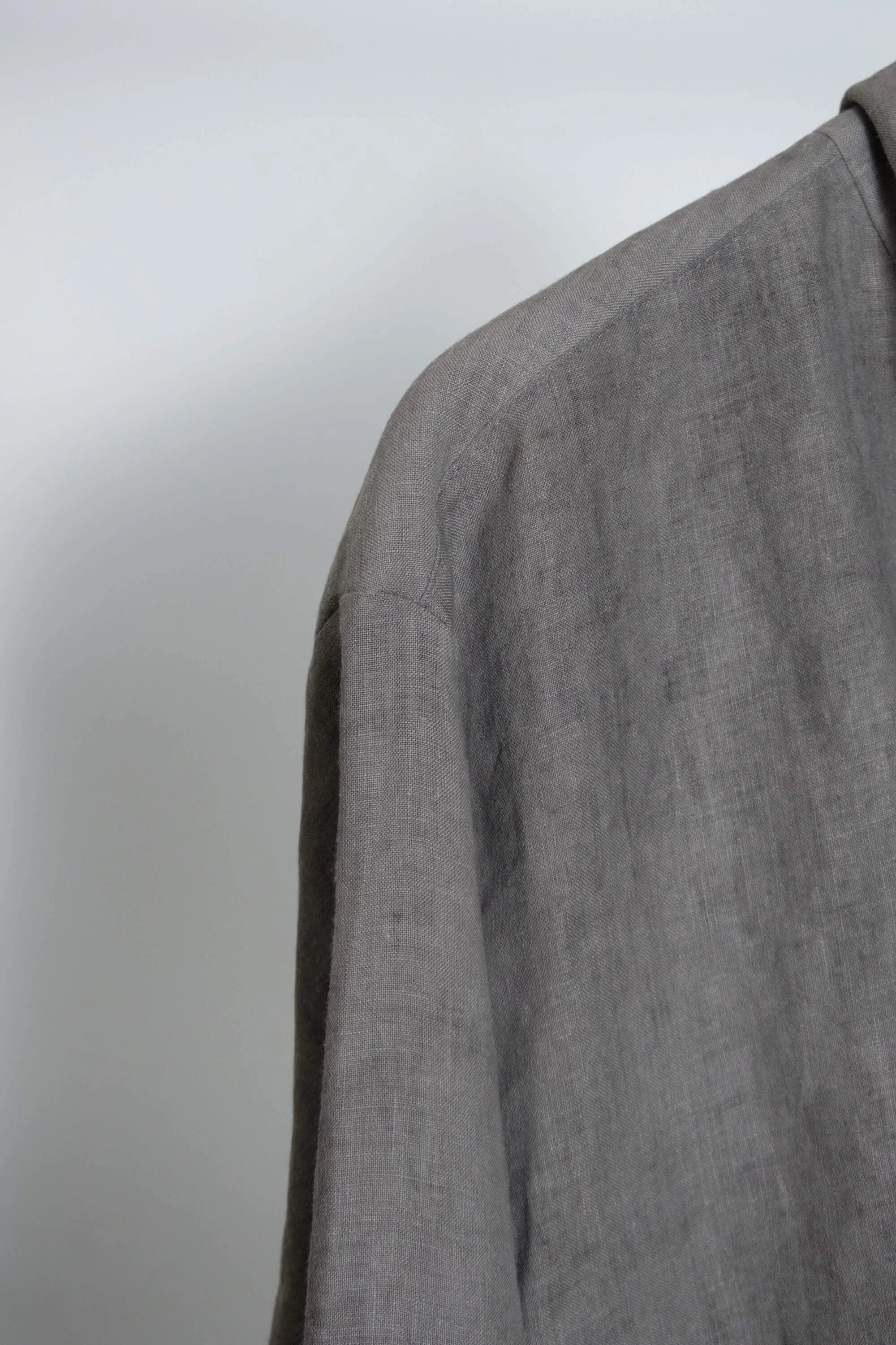 Mens Smoke Grey Linen Placket Shirt close (2).jpg