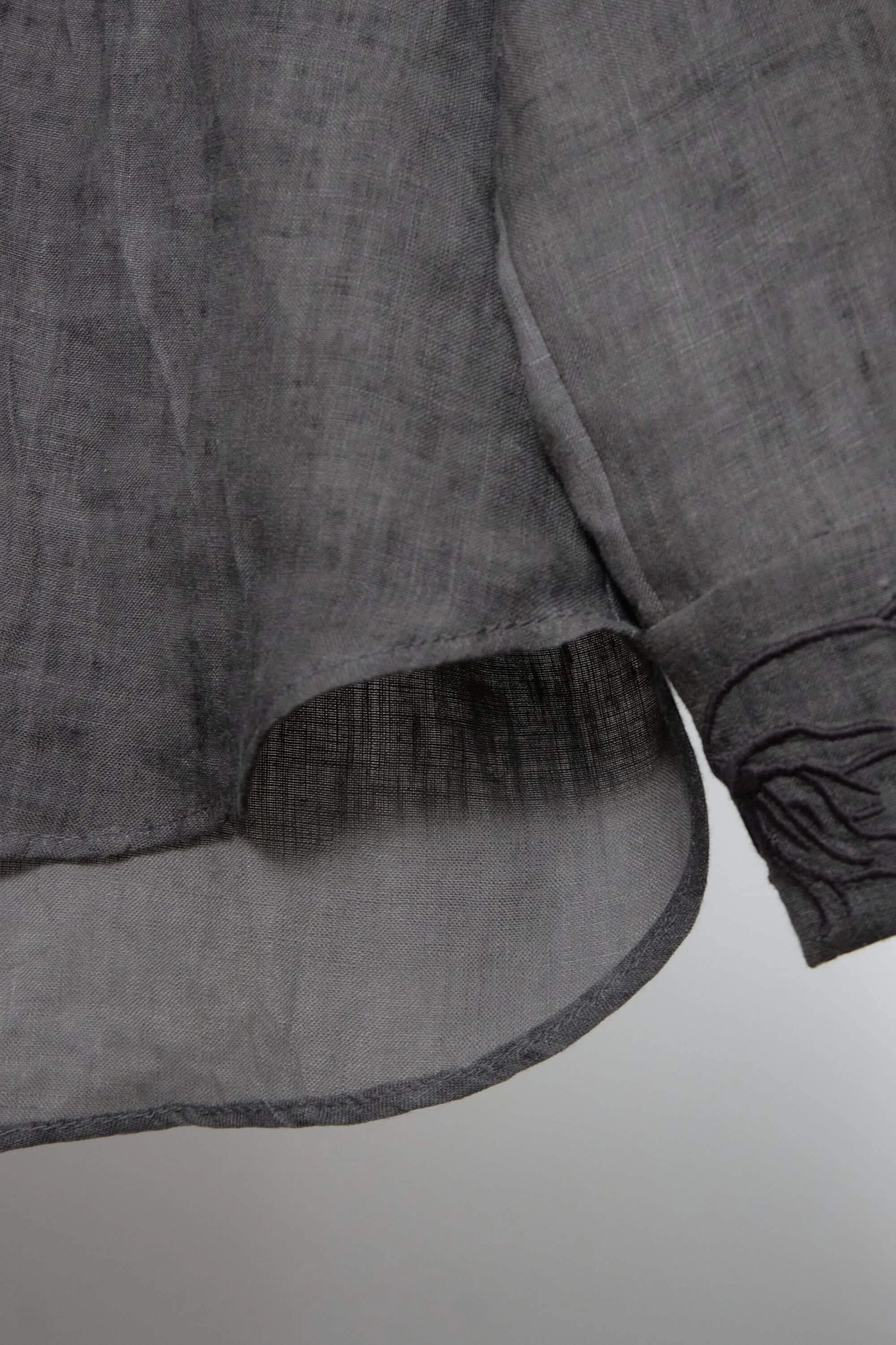 Mens Smoke Grey Linen Placket Shirt close (13).jpg