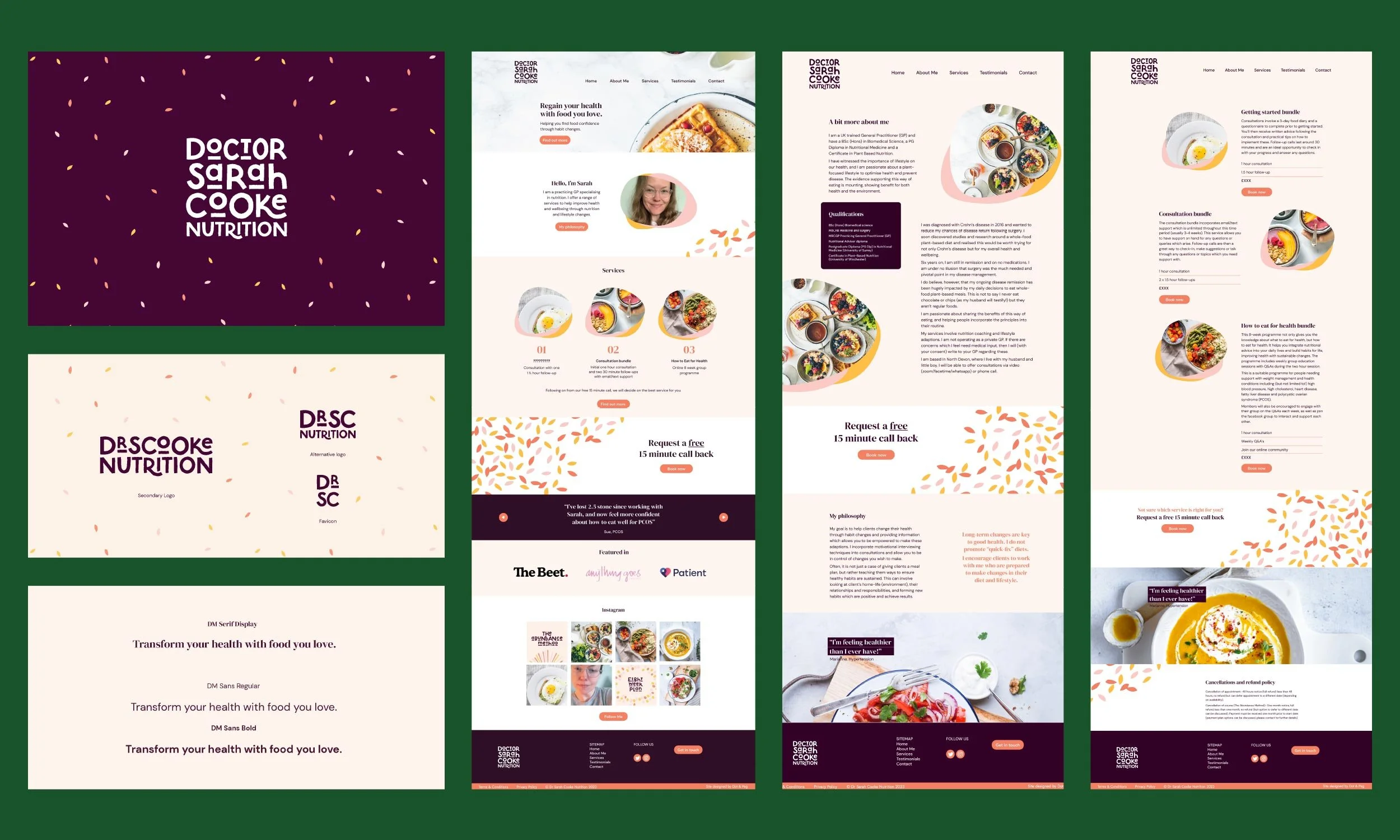 Dot & Peg Branding and Squarespace website - Dr Sarah Cooke Nutrition