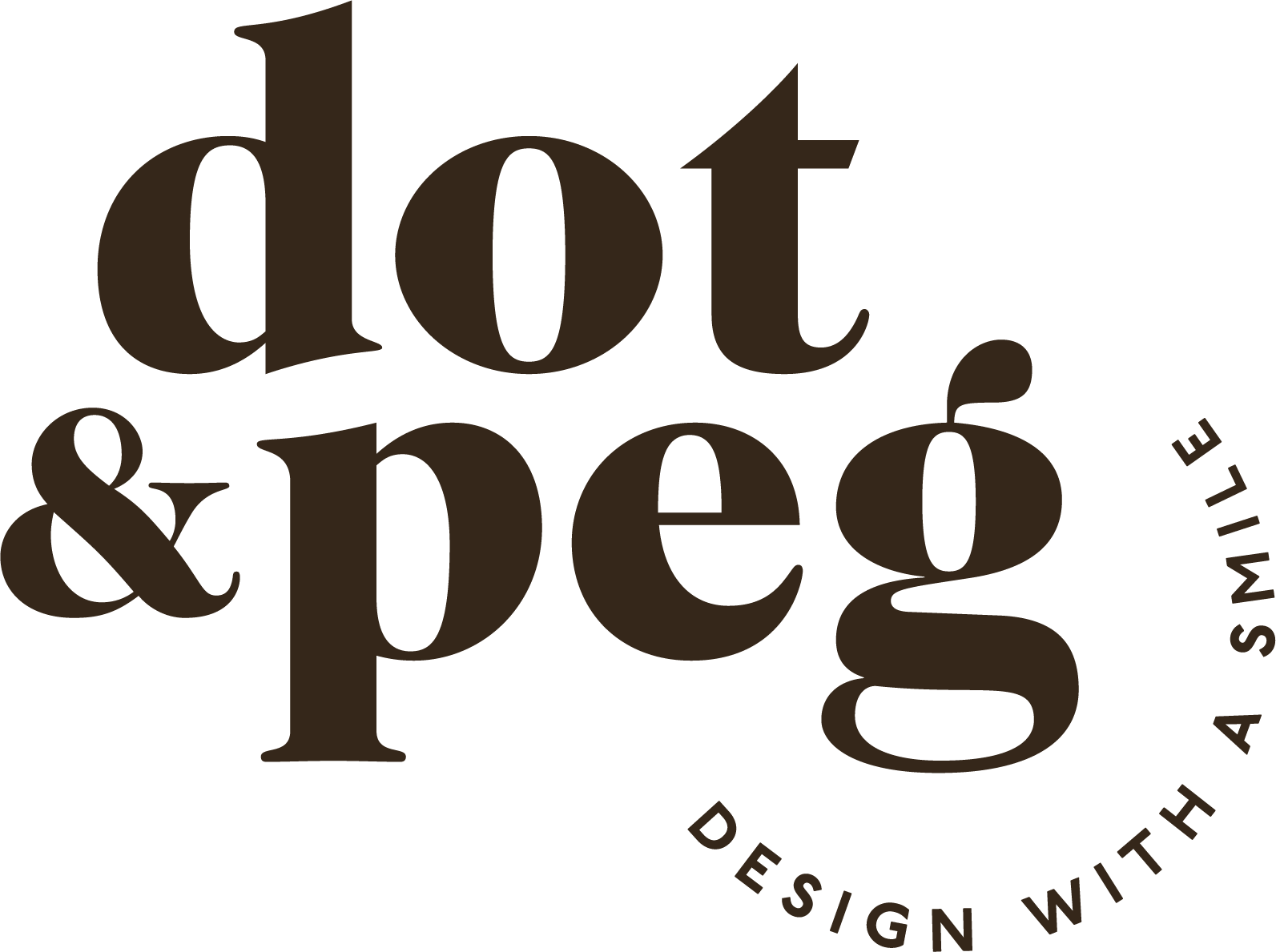 Dot & Peg logo, 'design with a smile' tagline