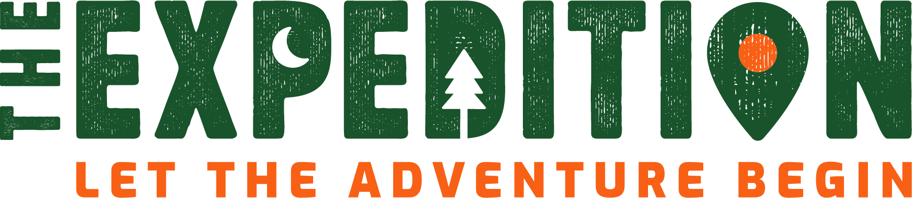 The Expedition logo in textured green font with orange tagline 'Let The Adventure Begin'