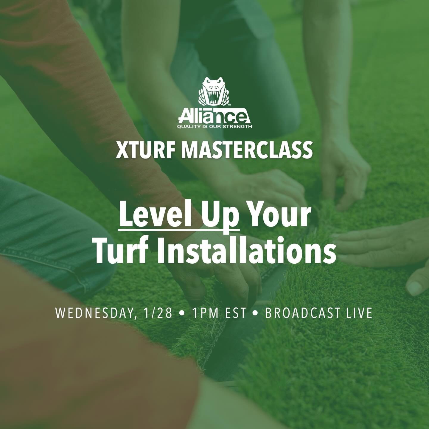Join us tomorrow (1/28 - 1PM EST) for Part 2 of our Xturf Masterclass. In this session, we&rsquo;ll go deeper into best practices, pro tips, and real-world insights for more advanced turf designs:

✔️Cutting and seaming different shapes
✔️Installing 