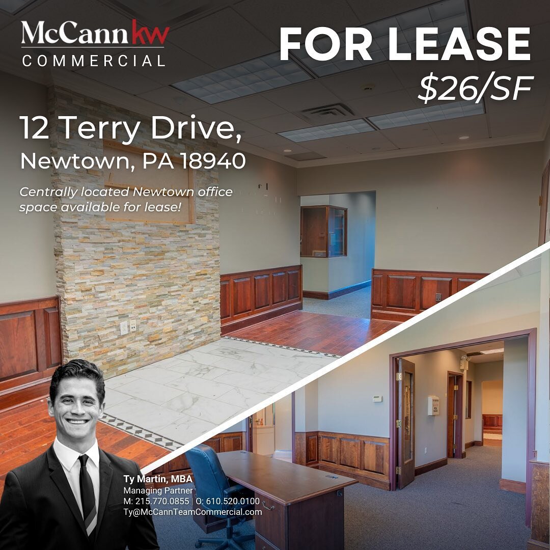 🏢 +/- 8,000 SF of office space available at 12 Terry Drive, Newtown, PA!

👍🏼 Available for lease with immediate occupancy

📍 Centrally located with a plethora of amenities surrounds the property

🗺 Tenants have access to restaurants, coffee shop