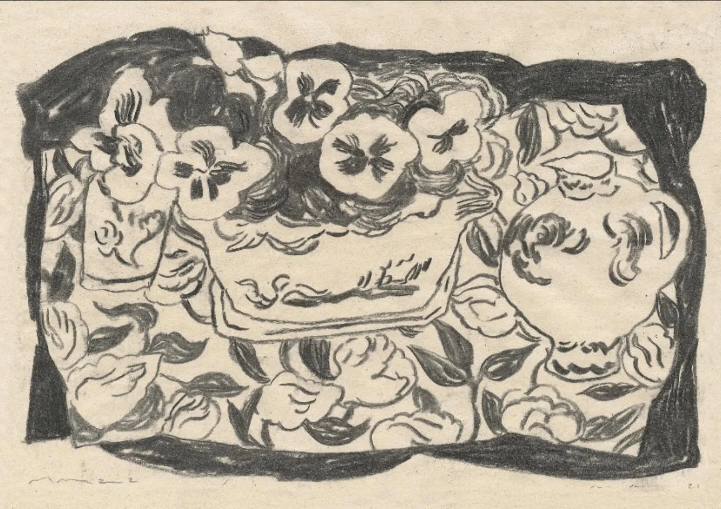 The final print to share with you before tomorrow&rsquo;s STILL Print Shop launch&hellip;

&lsquo;Still life with pansies&rsquo; by @molly.a.martin 

This a fine art giclee print of an original charcoal drawing.

Printed with archival inks on hemp pa