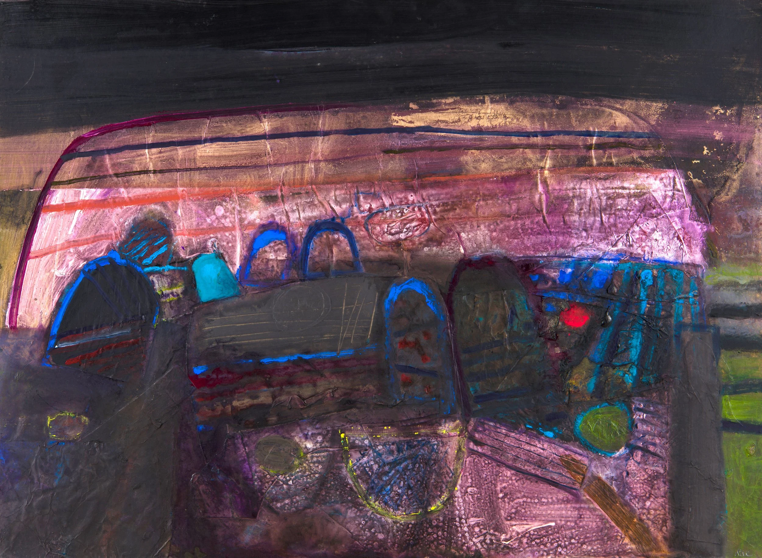 Boat and Creel - Mixed Media on Board - 81.5 x 109.5 cm
