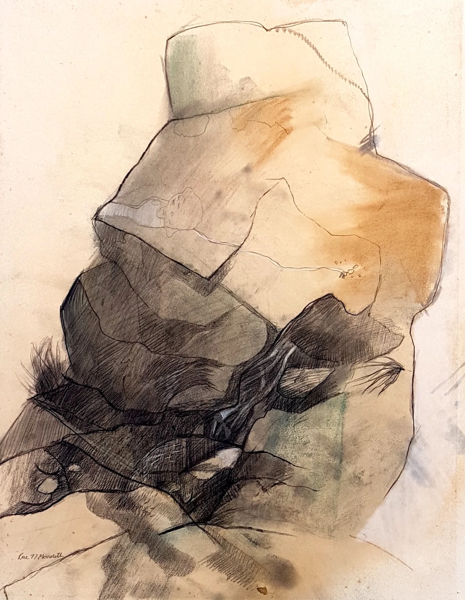 Monolith - 1977 -  Drawing and Watercolour - 55 x 40 cm
