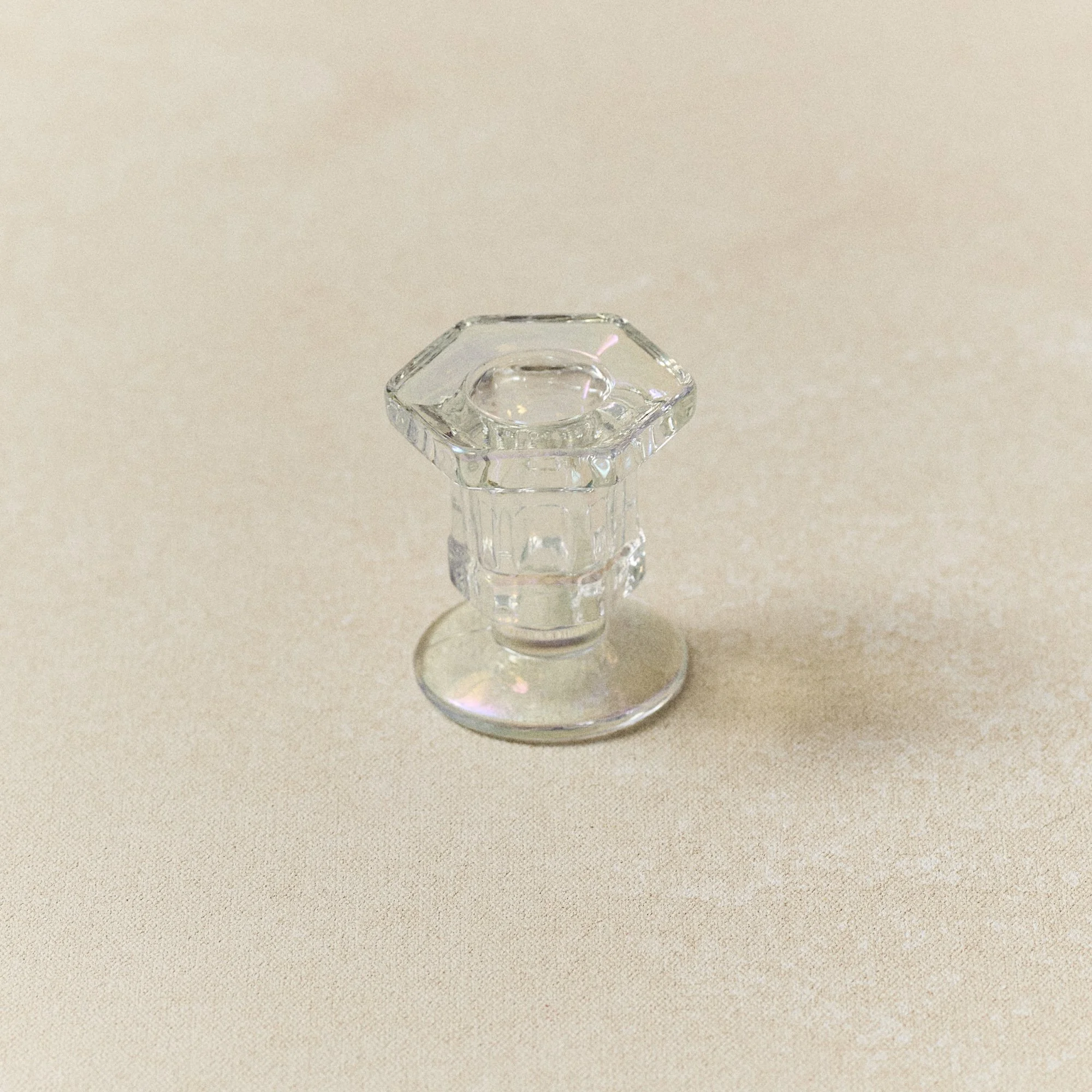 Glass Pearlescent Taper Candle Holder