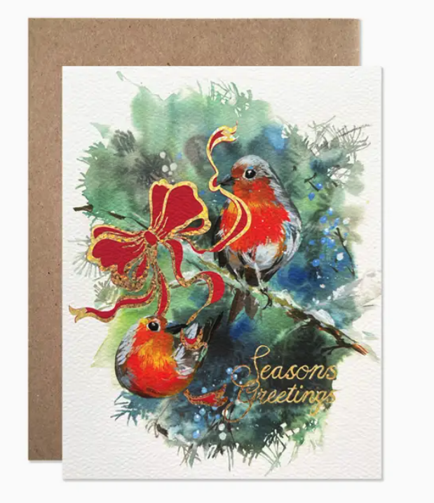 Holiday Festive Robins Card