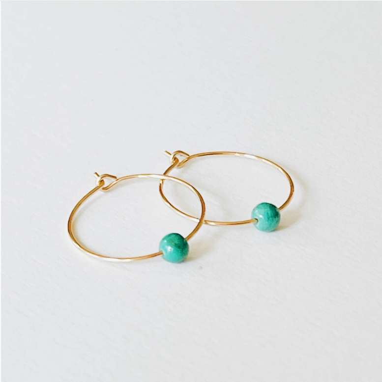 Gold Filled Hoops with Turquoise Beads