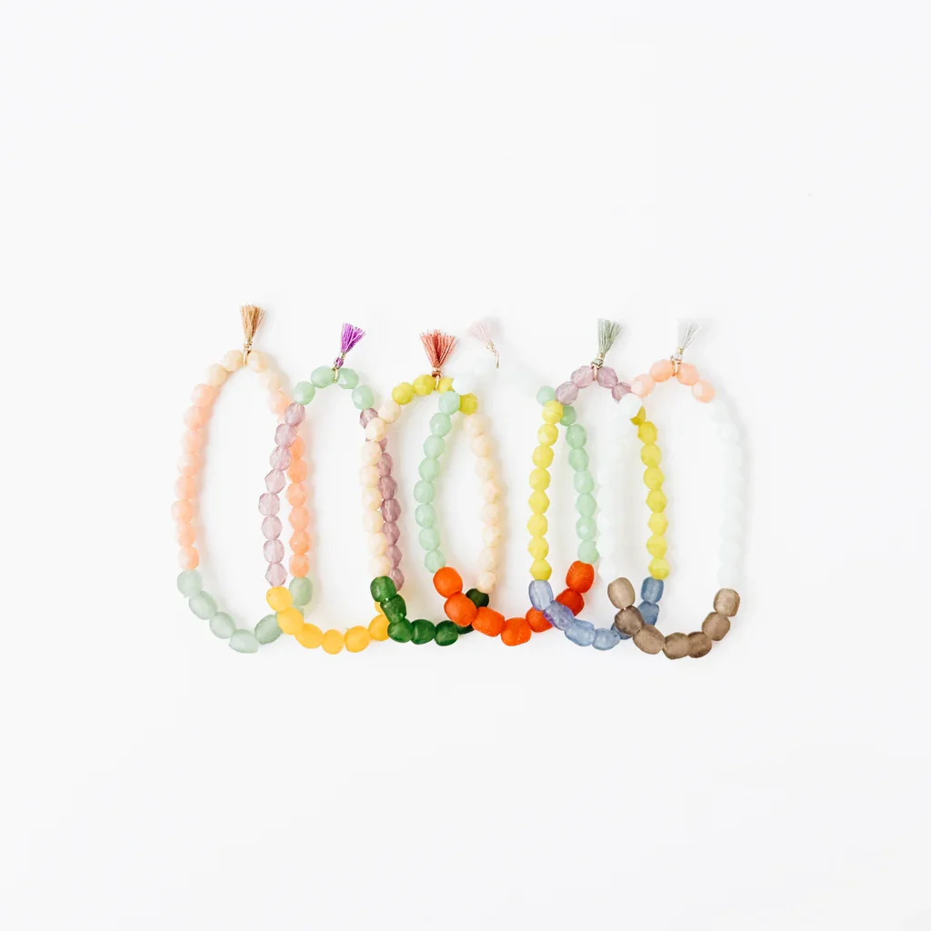 Recycled Glass and Mixed Bracelet in Pastel